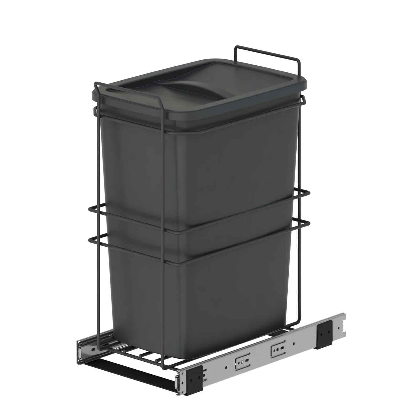 Pattumiera estraibile 26x53h cm con 1 bidone per raccolta differenziata antracite - Binny