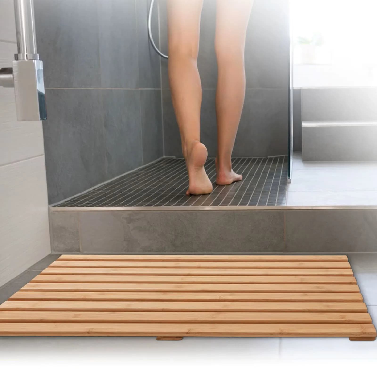Pedana da doccia 50x68cm in legno di bambù