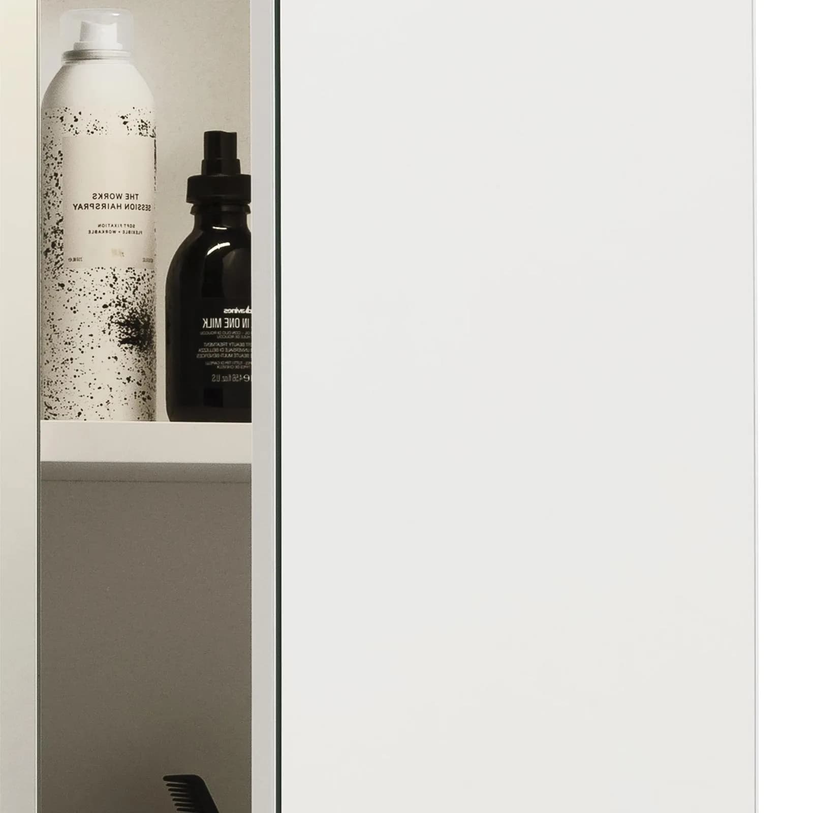 Specchio contenitore 70x22 cm bianco lucido e cemento con ante a specchio - Laredo