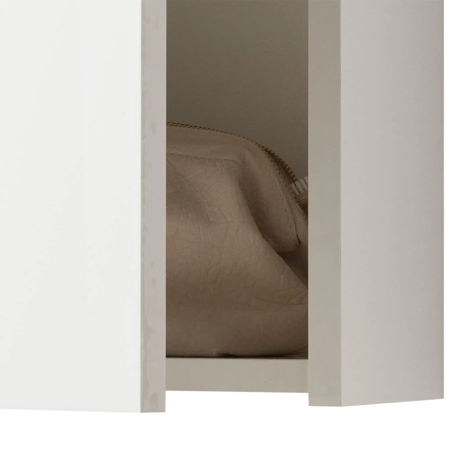 Pensile bagno 40x22 cm bianco lucido e cemento con 2 ripiani con anta - Laredo