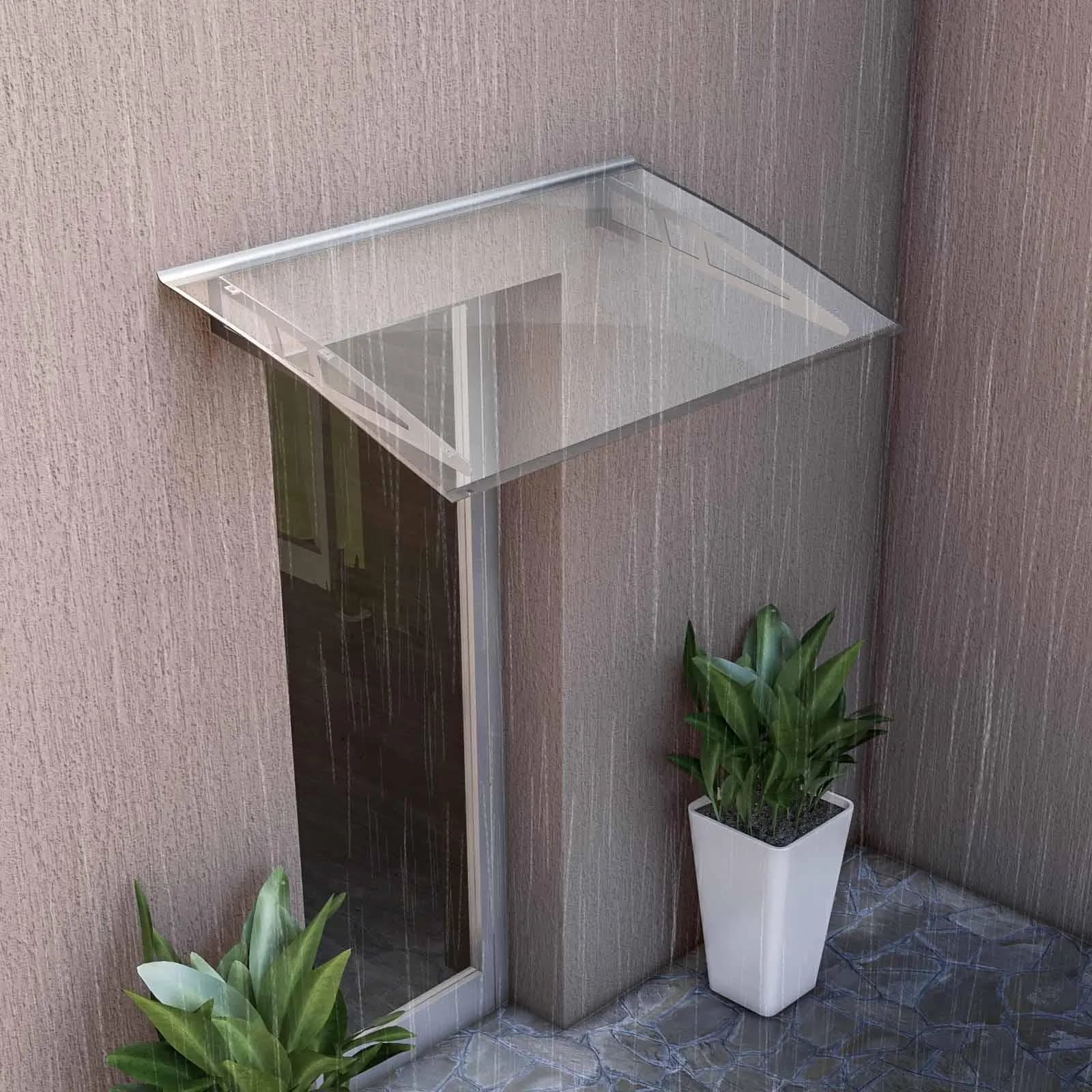 Pensilina 140x90 cm struttura grigia copertura trasparente