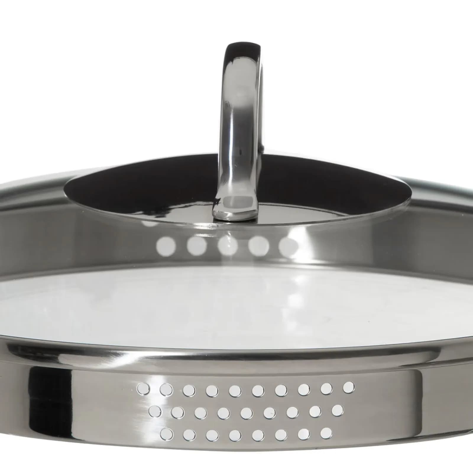 Pentola 28x22h cm in acciaio inox cromo con coperchio in vetro - Veralux