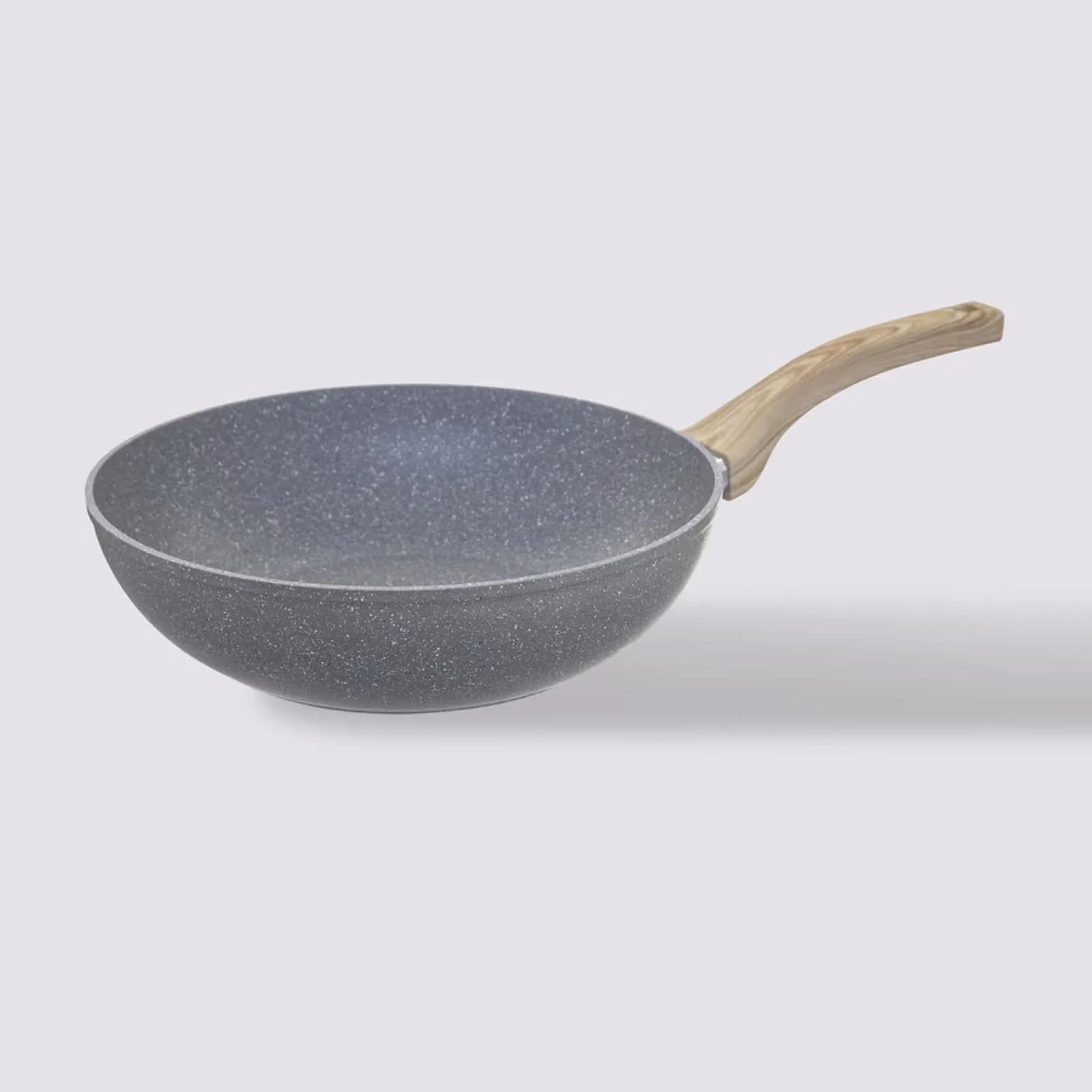 Pentola antiaderente Wok 29x11h cm in alluminio forgiato effetto pietra grigio e legno - Yasmira