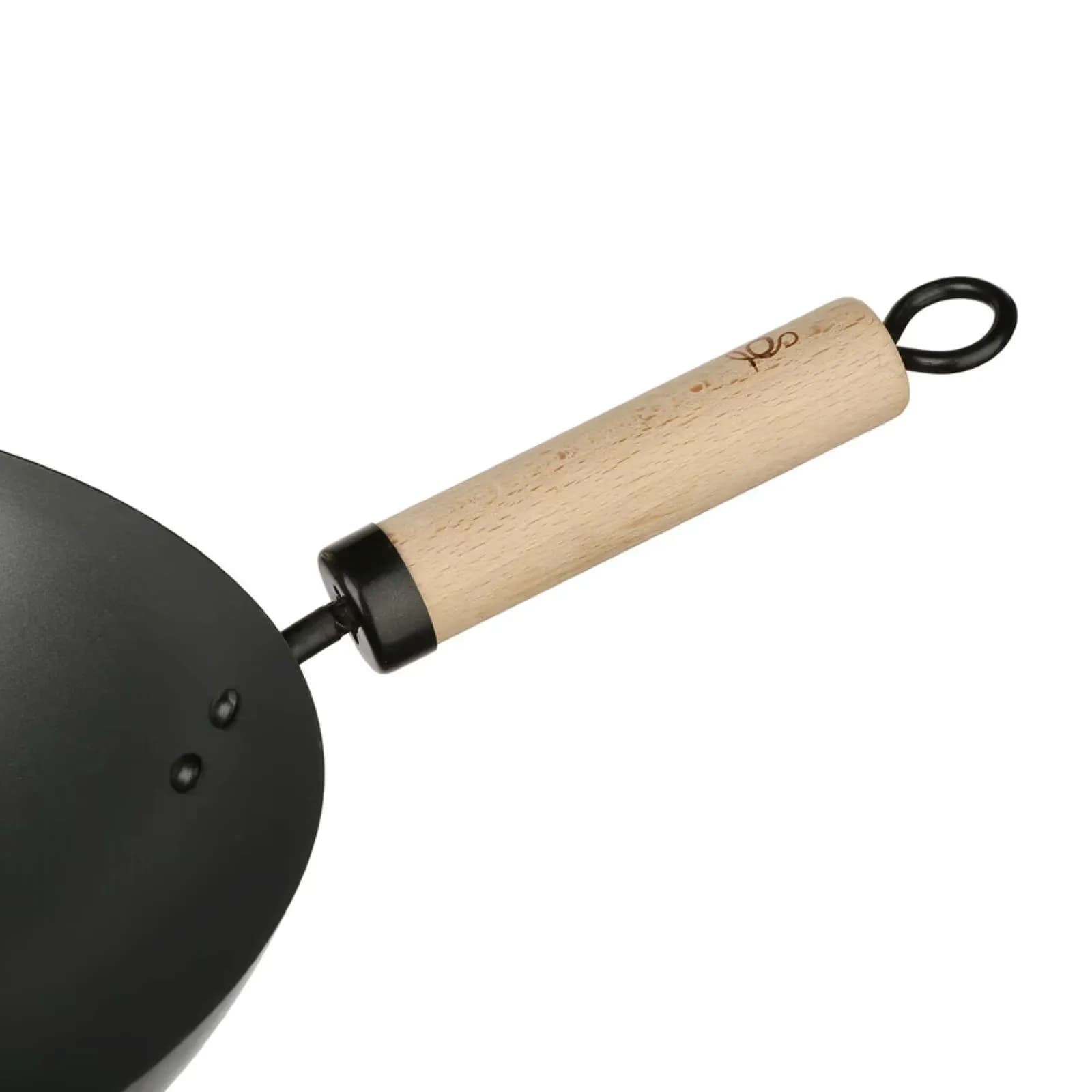 Padella antiaderente Wok 36x10h cm in acciaio nero con doppio manico in legno