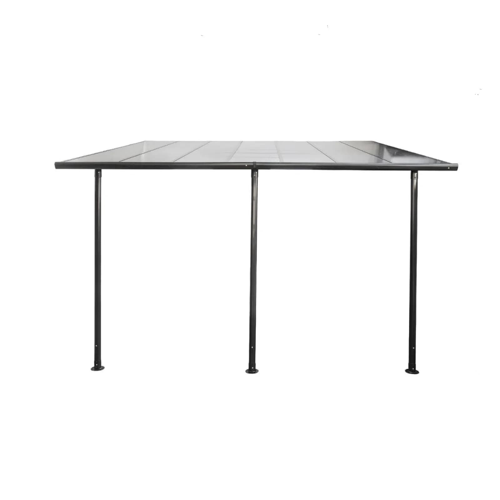 Pergola a muro 4x3 m in alluminio grafite e tetto in policarbonato - Shine