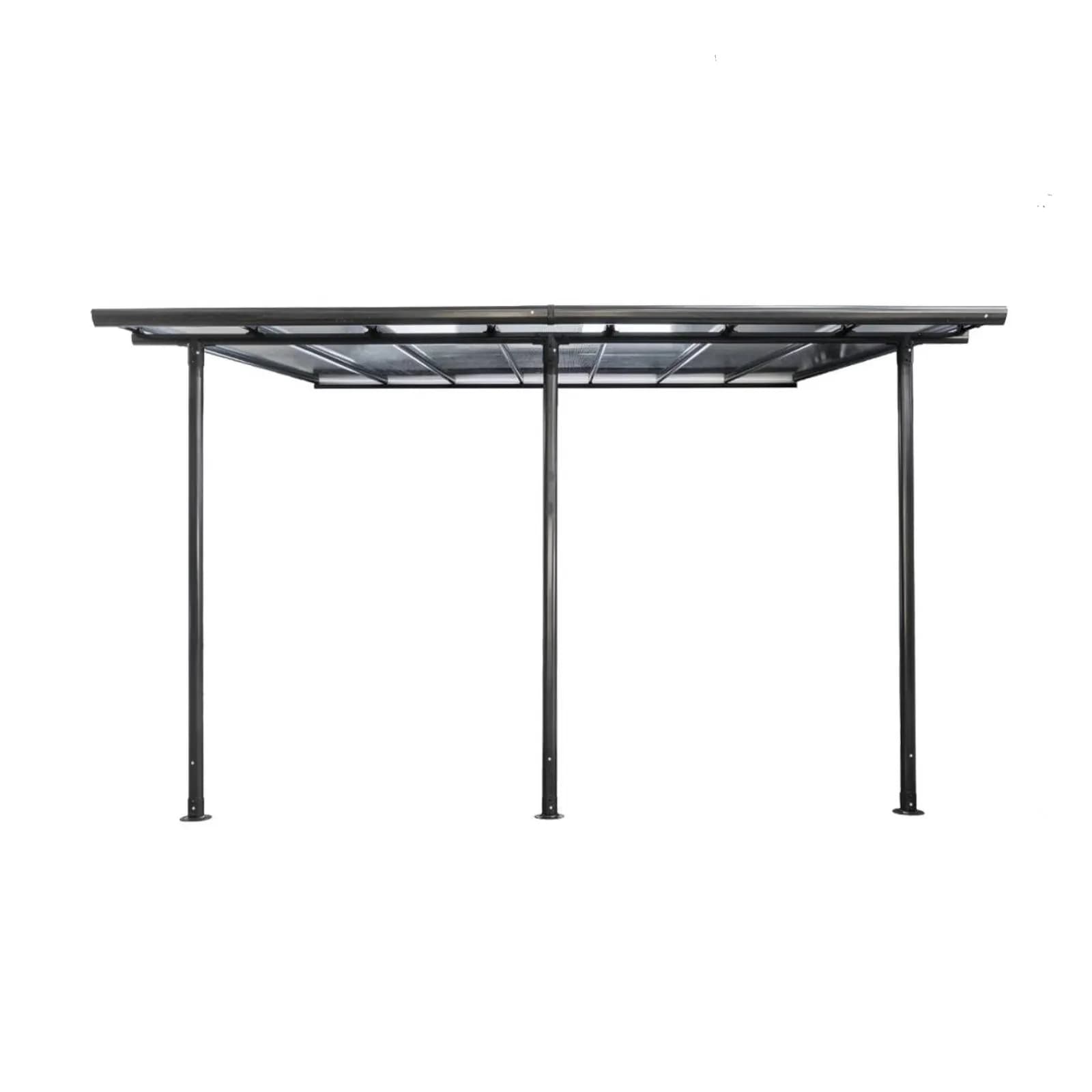 Pergola a muro 4x3 m in alluminio grafite e tetto in policarbonato - Shine