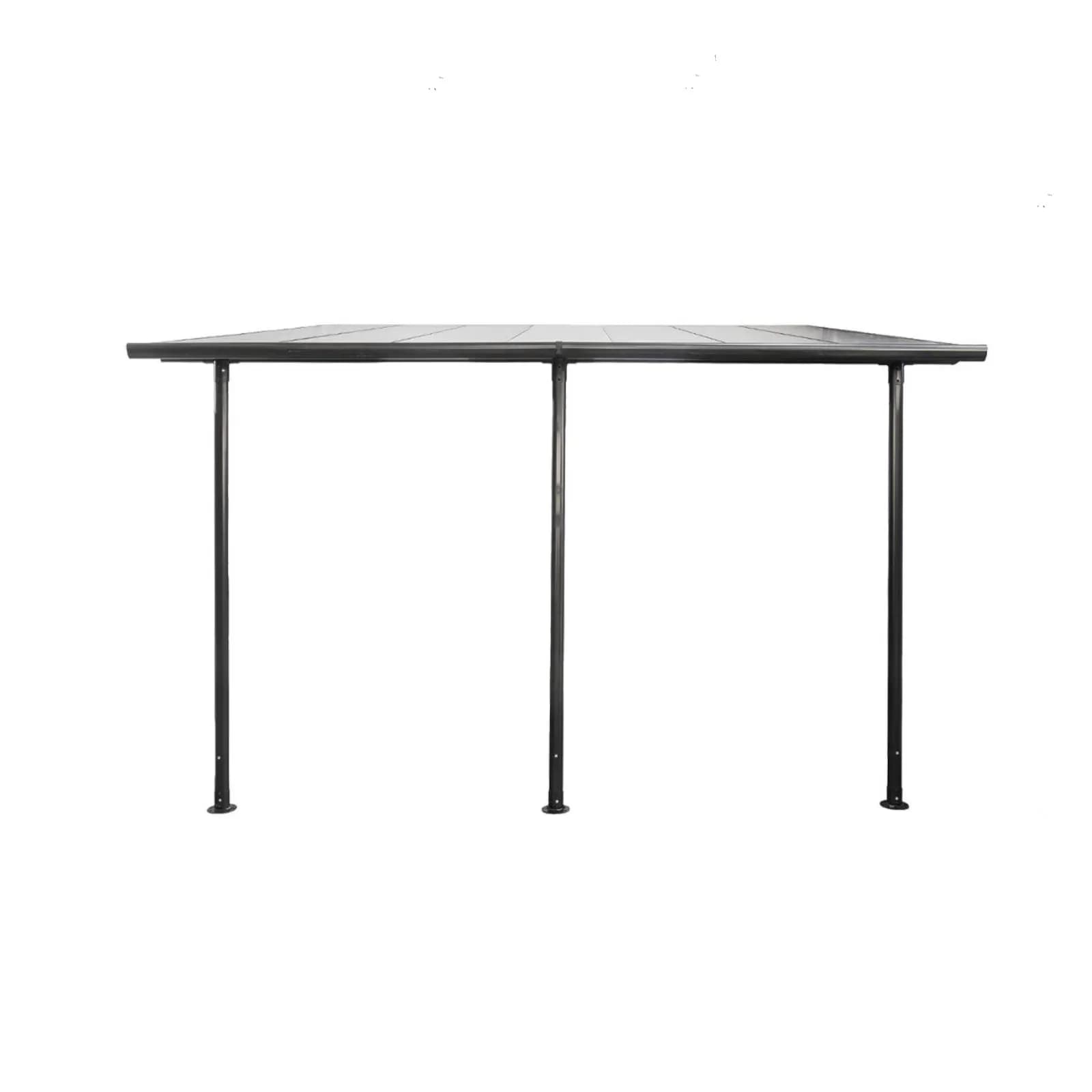 Pergola a muro 4x3 m in alluminio grafite e tetto in policarbonato - Shine