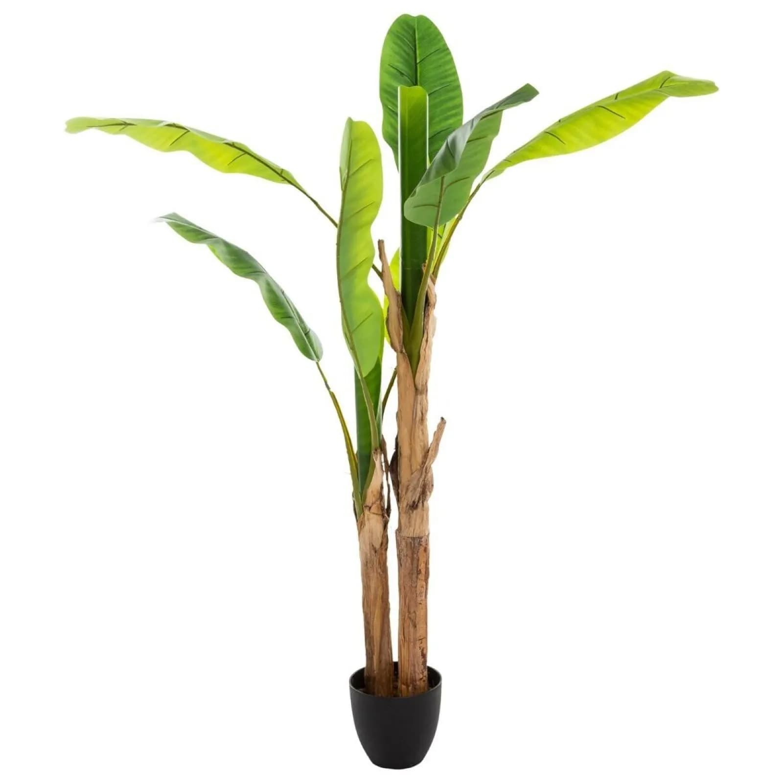 Pianta artificiale di banano 130h cm in vaso nero
