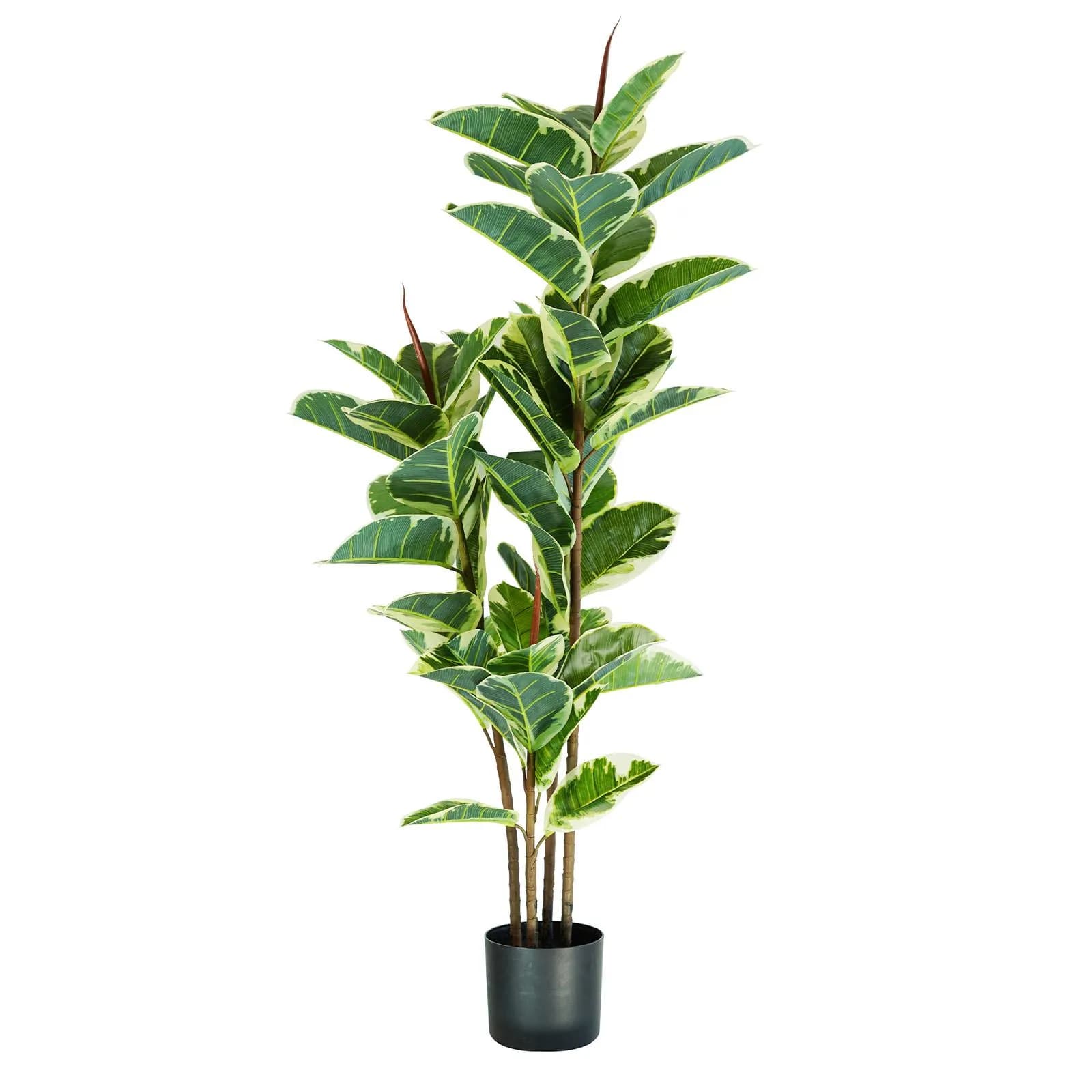 Pianta artificiale di ficus elastica 145 cm con 45 foglie in vaso