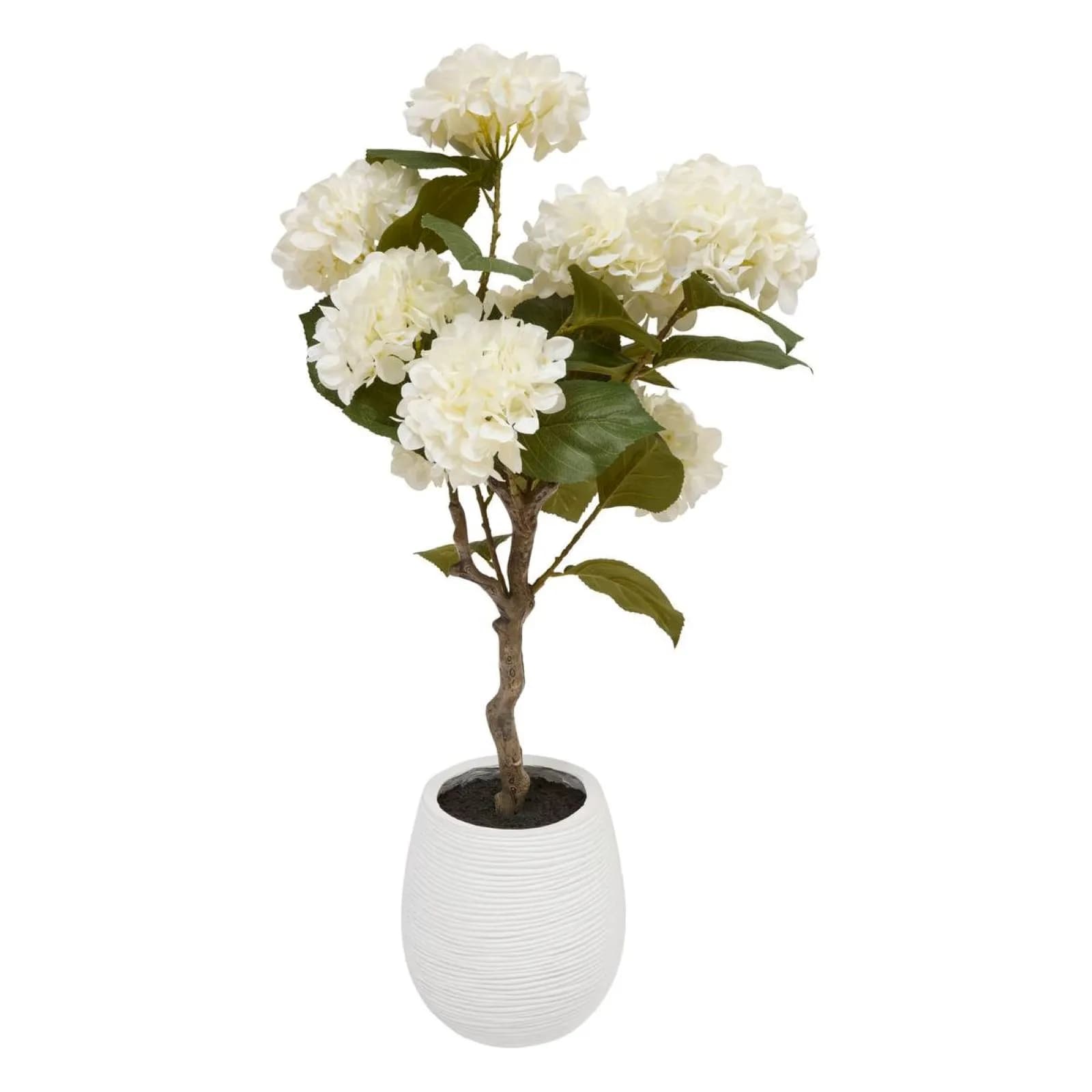 Pianta artificiale di ortensia bianco 100h cm in vaso di ceramica