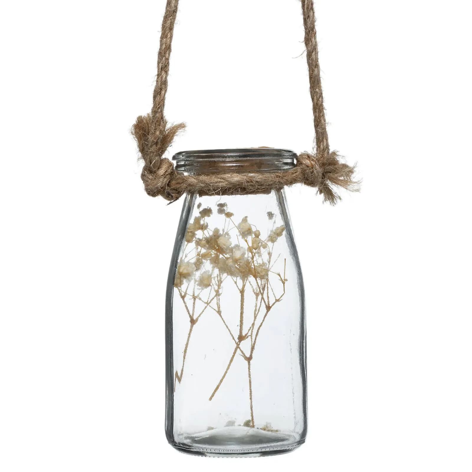 Pianta artificiale sospesa 45h cm troco con 4 vasetti e fiori bianco