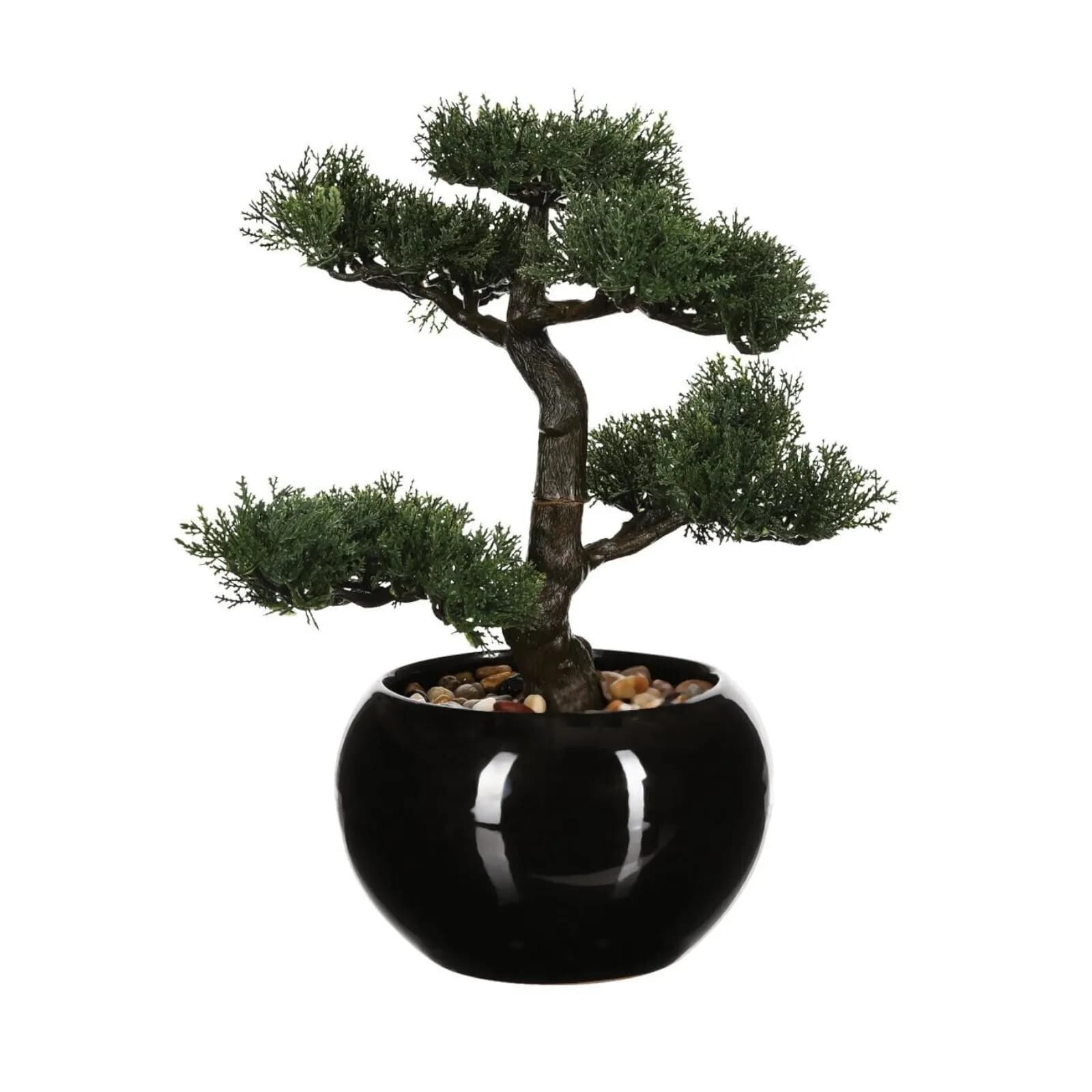 Pianta artificiale di bonsai 34h cm con vaso in ceramica nero