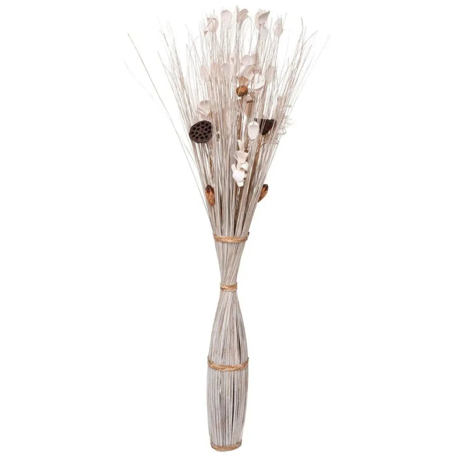 Pianta naturale essiccata 150h cm bianco con fiori