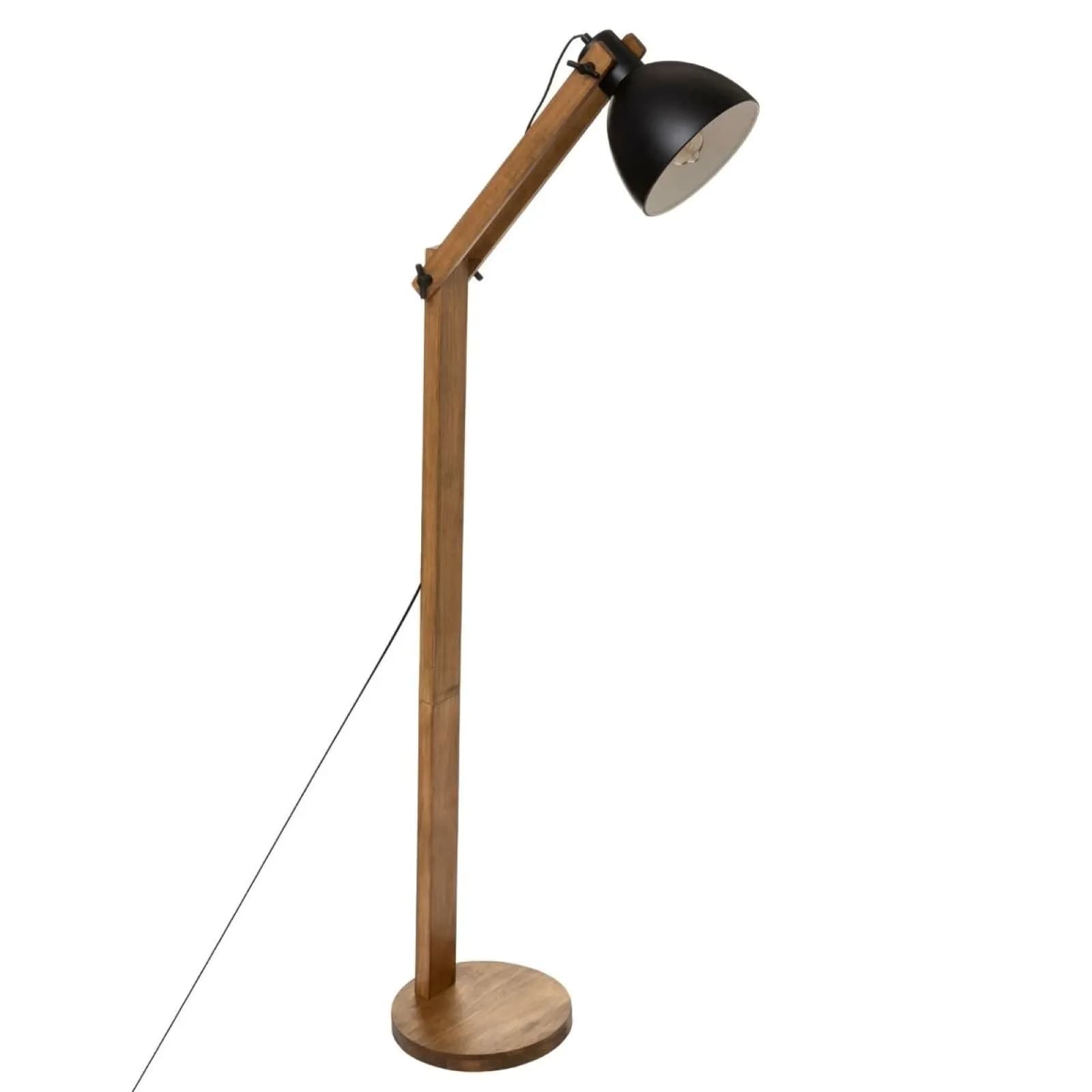 Piantana 160h cm in legno di pino naturale e paralume nero