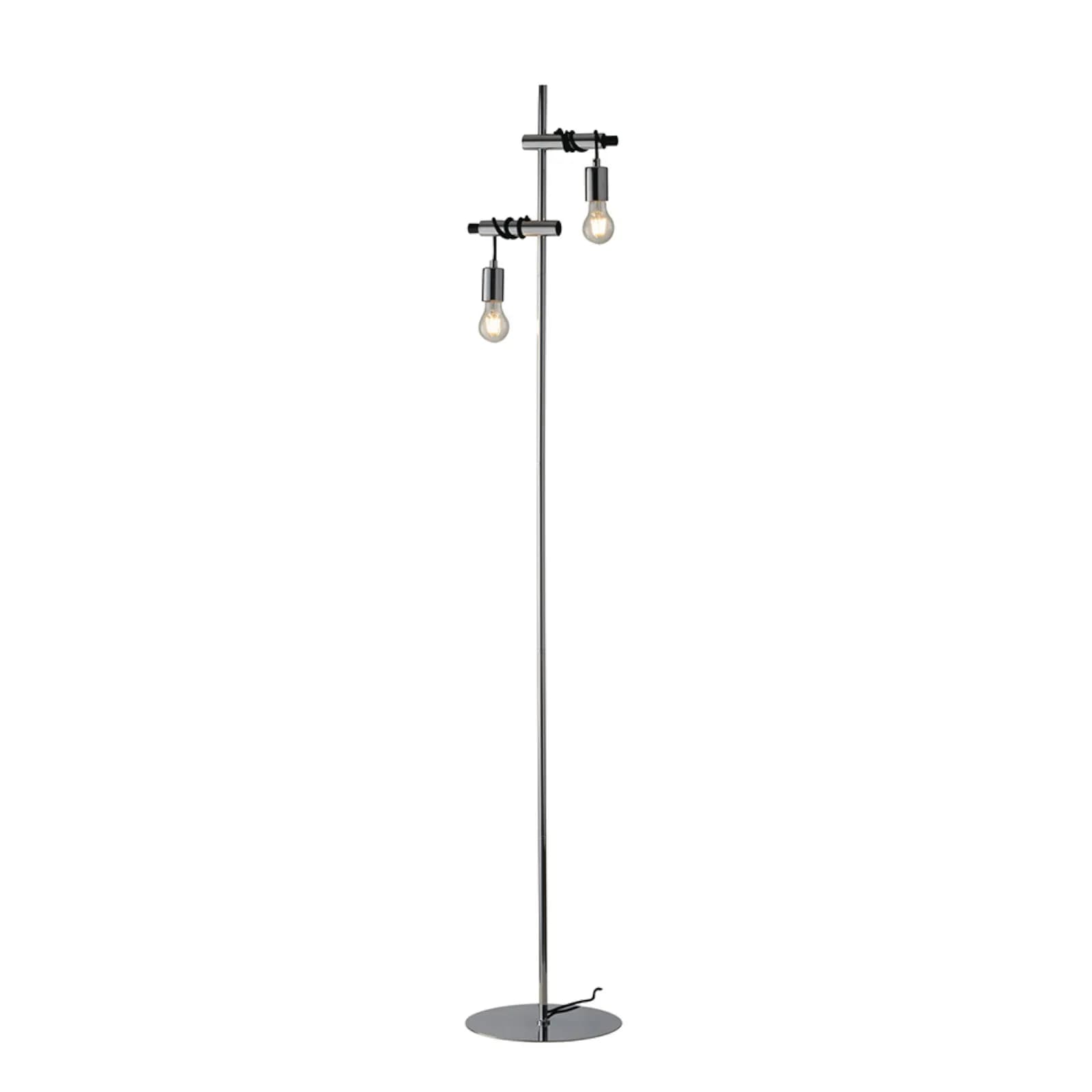 Piantana 30x165 cm in metallo cromo e cavi in tessuto nero