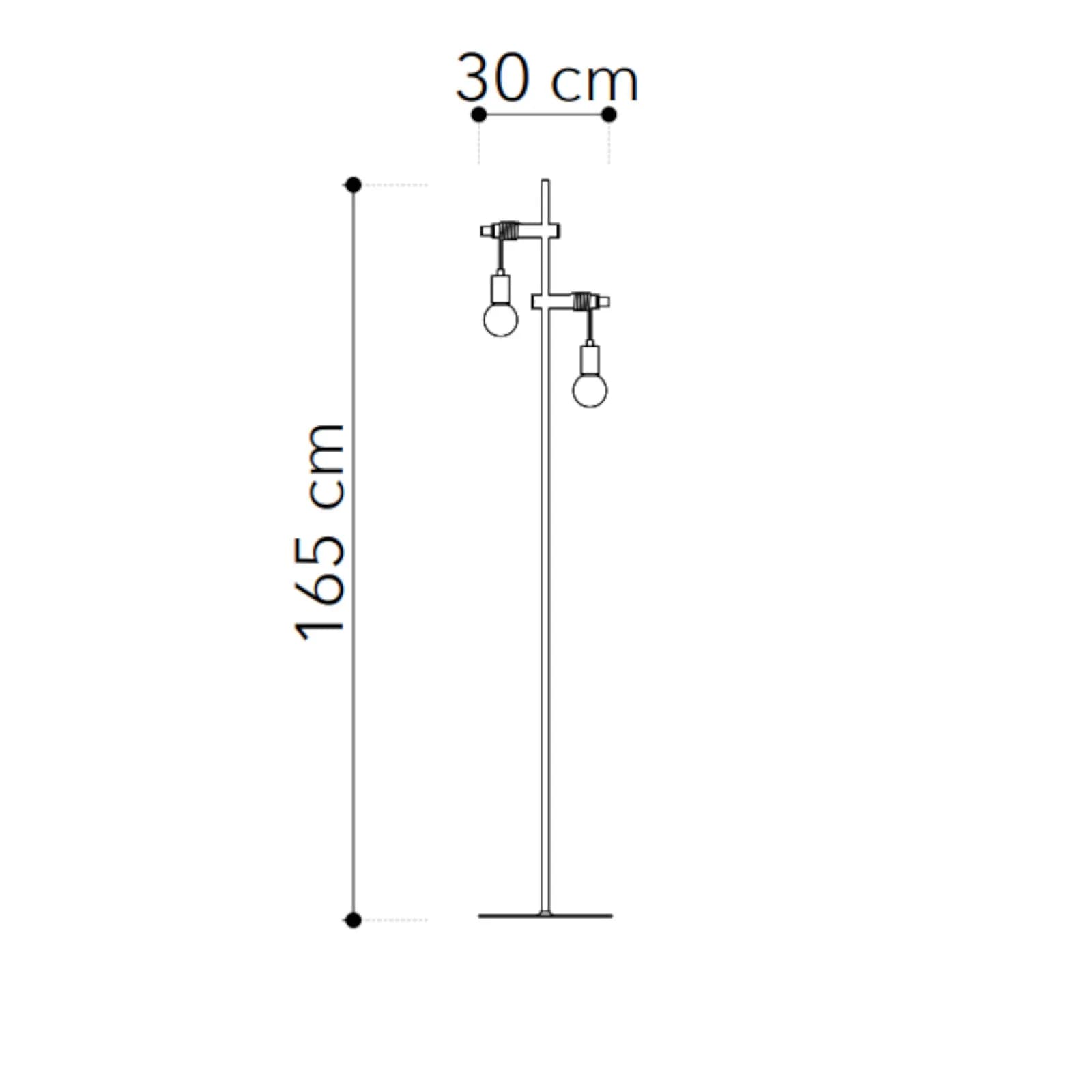 Piantana 30x165 cm in metallo cromo e cavi in tessuto nero