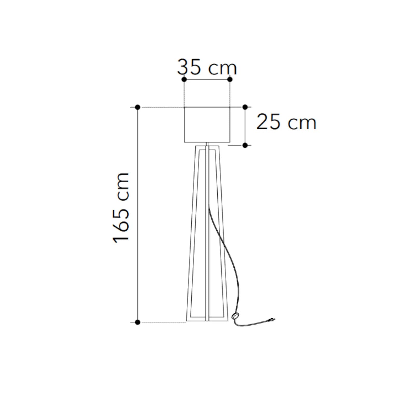 Piantana 35x165 h cm in legno naturale e paralume in tessuto