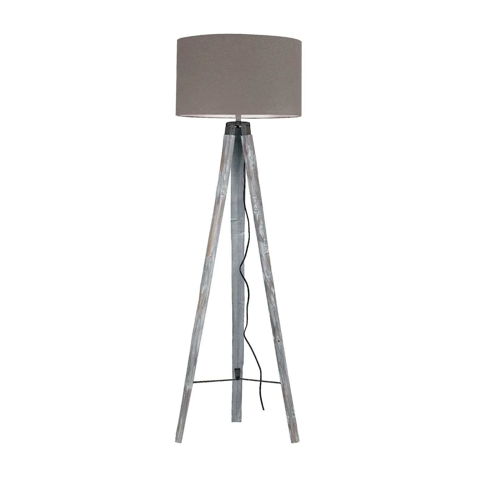 Piantana 45x156 cm in legno tortora e paralume in tessuto