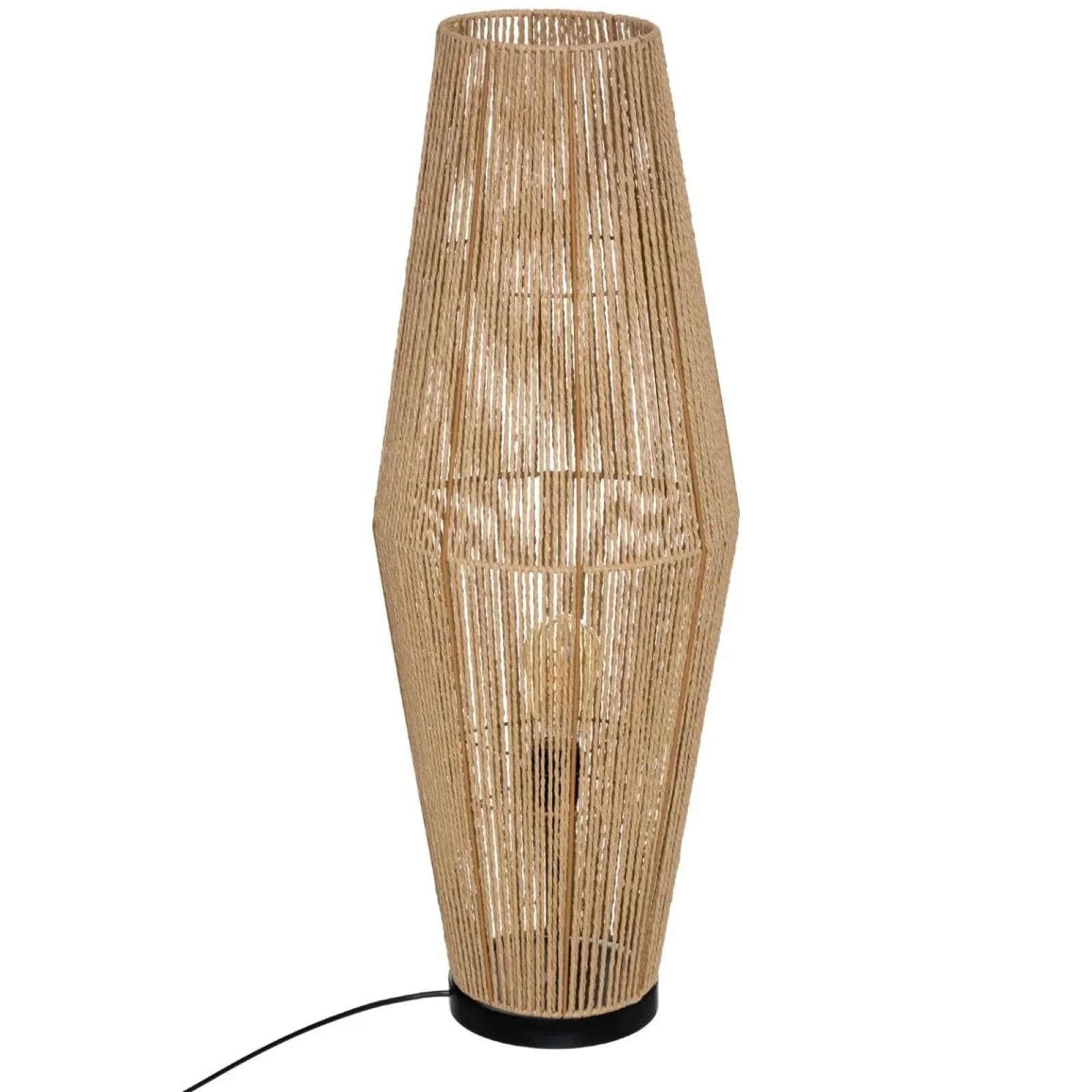 Piantana 83h cm in legno e intreccio in corda naturale