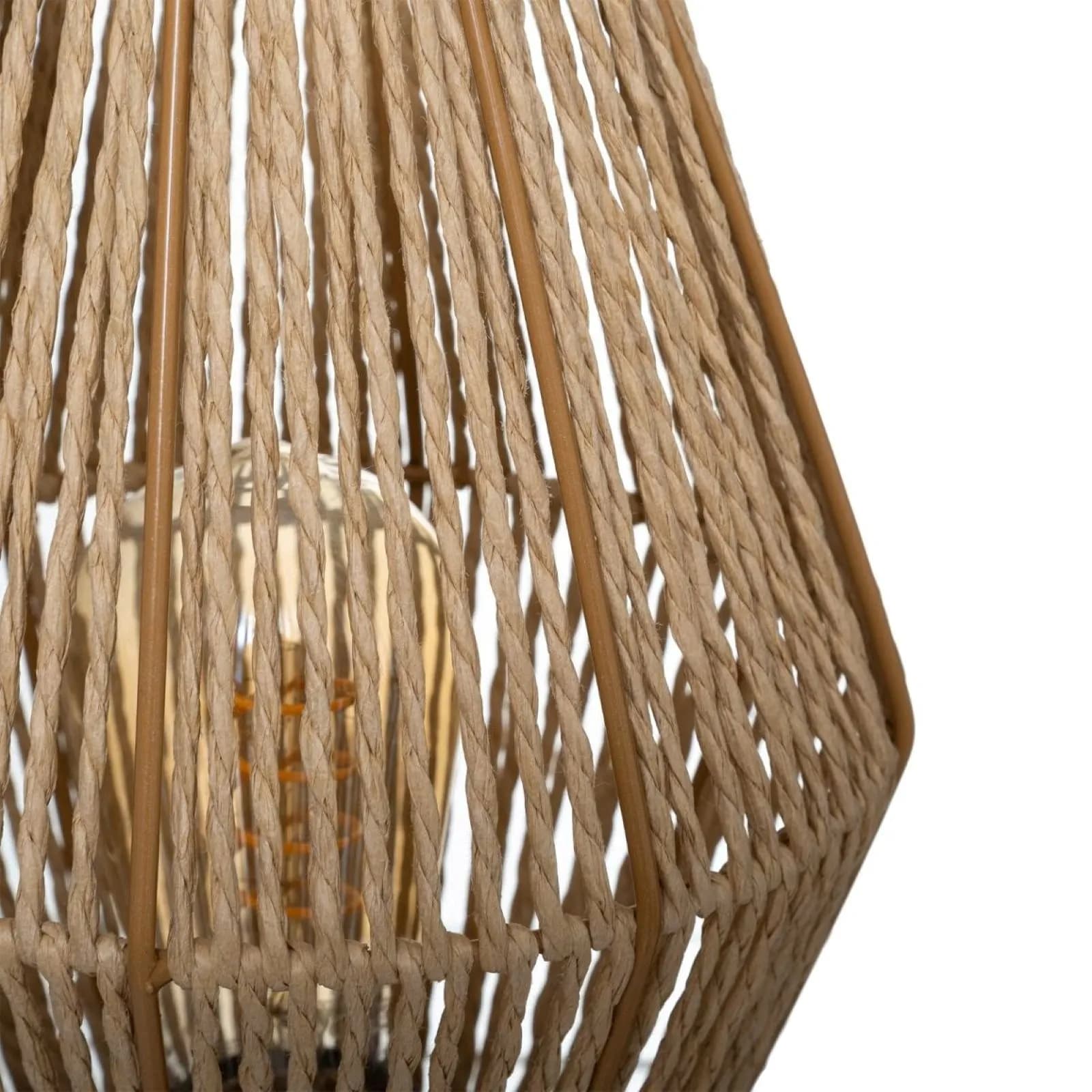 Piantana 83h cm in legno e intreccio in corda naturale