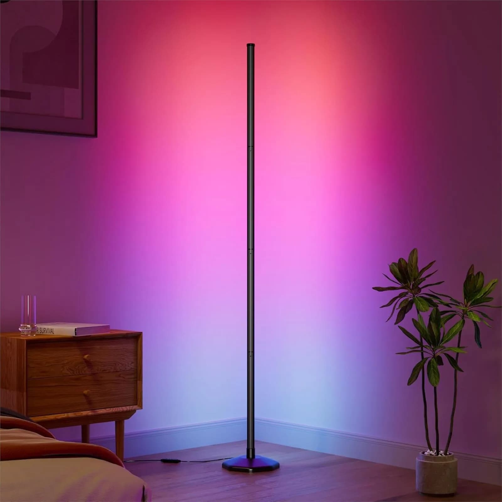 Piantana LED 122h cm multicolore reattiva ai suoni con telecomando