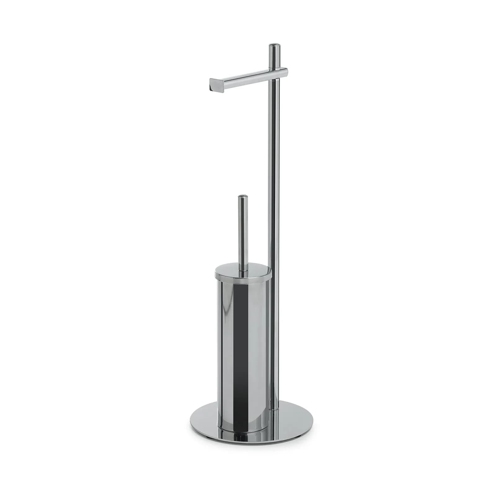 Piantana portarotolo e portascopino in acciaio inox cromo - Circle di Gedy