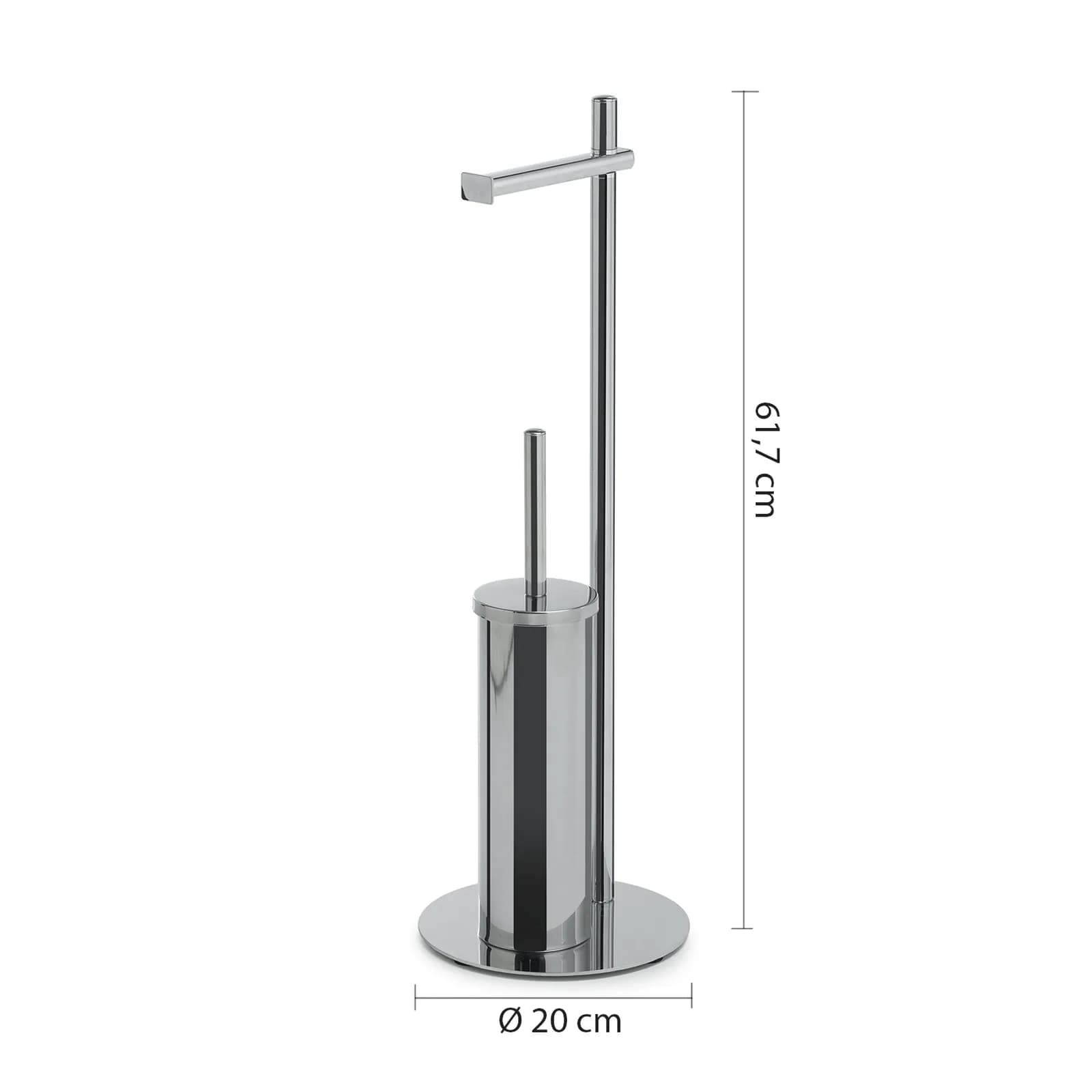Piantana portarotolo e portascopino in acciaio inox cromo - Circle di Gedy
