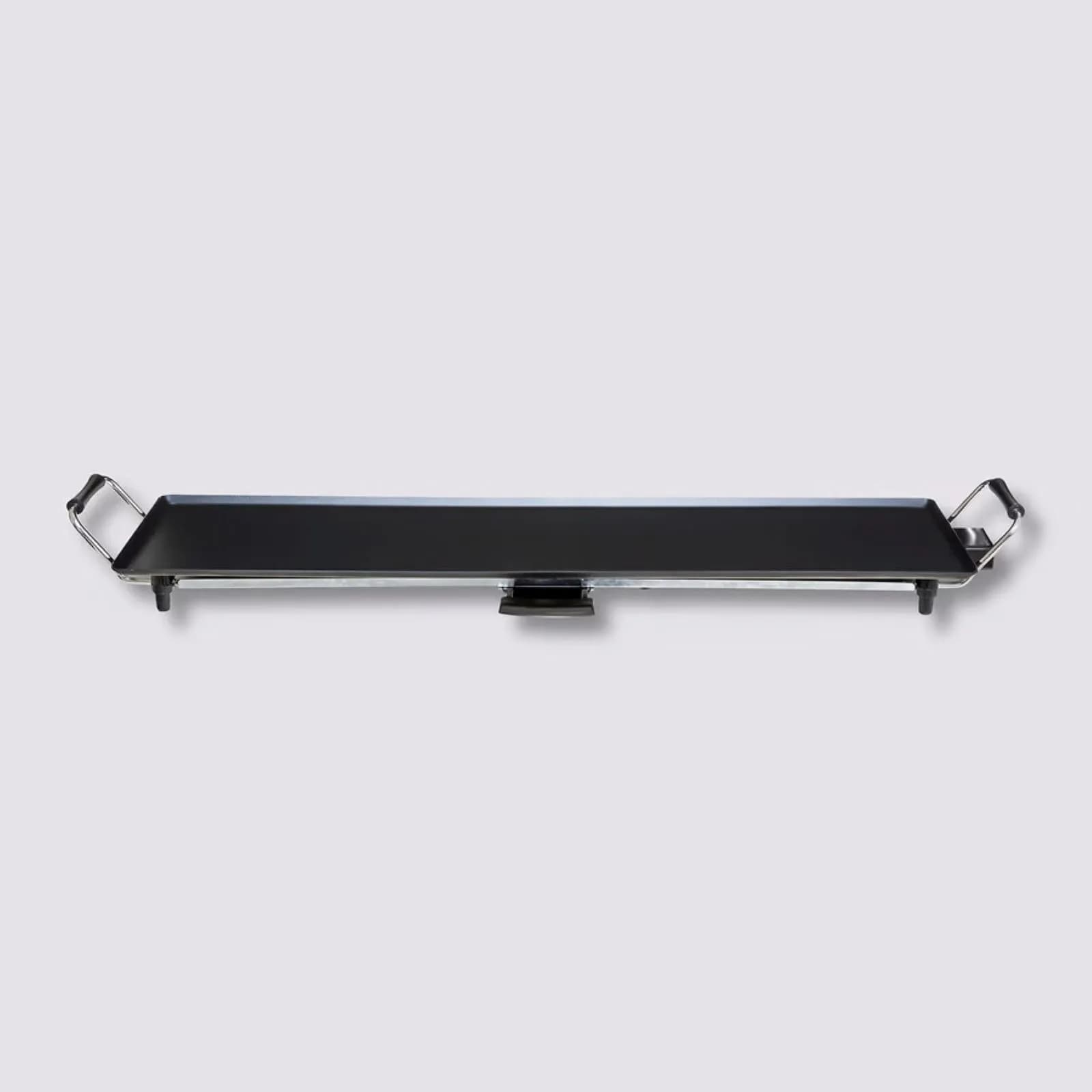 Piastra elettrica 96x22 cm in alluminio nero con manici