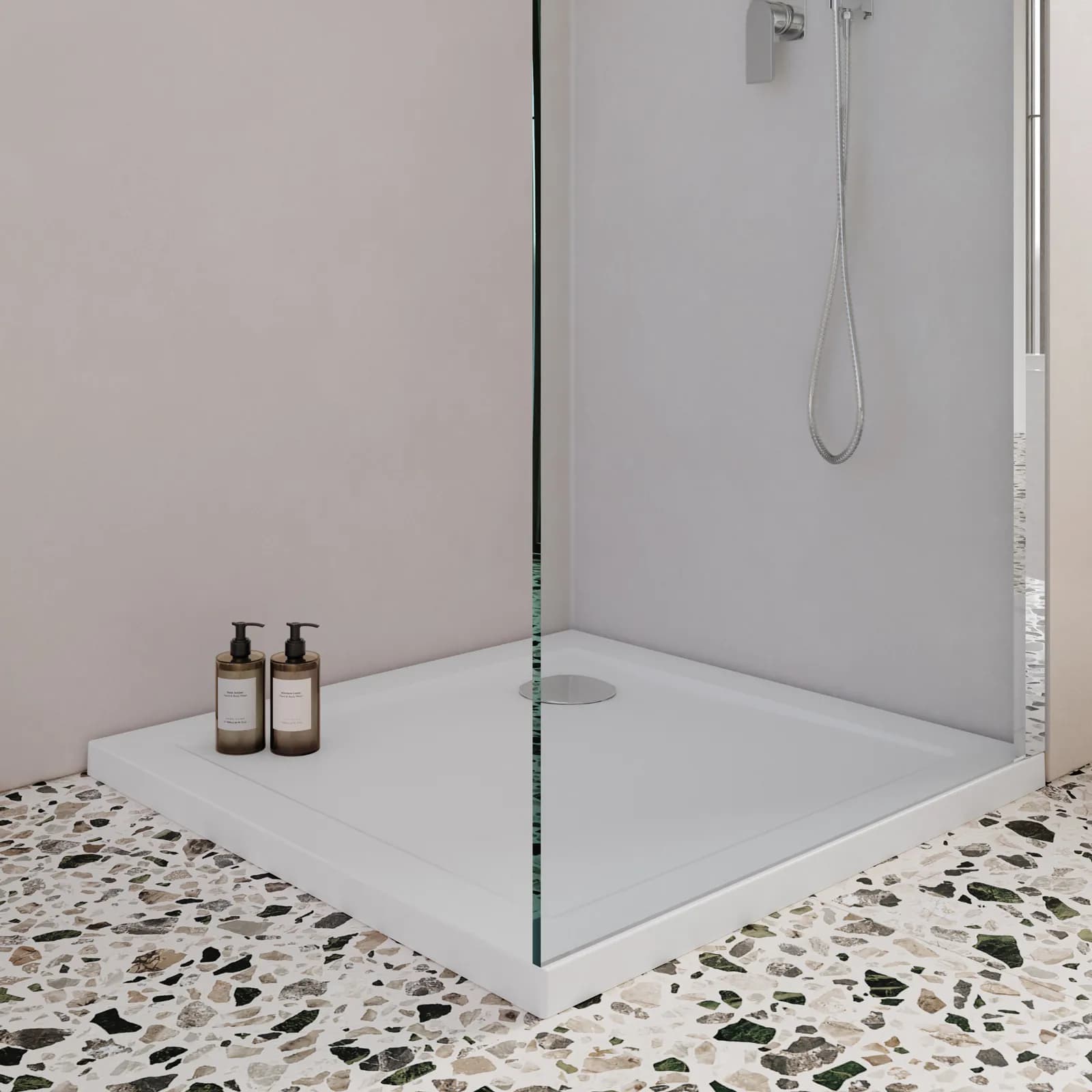 Piatto doccia 80x80 cm altezza 4 cm in resina - Zeke