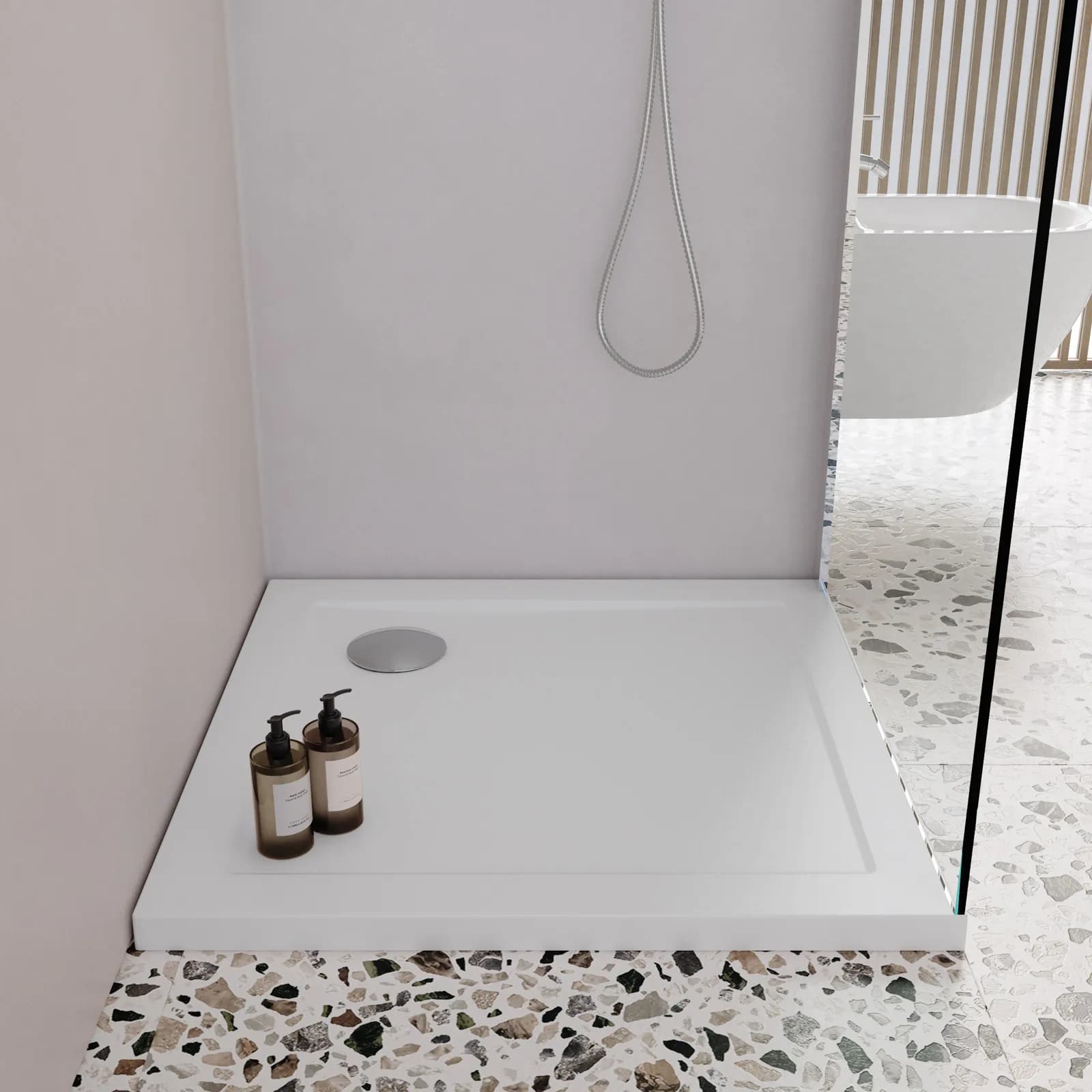 Piatto doccia 80x80 cm altezza 4 cm in resina - Zeke