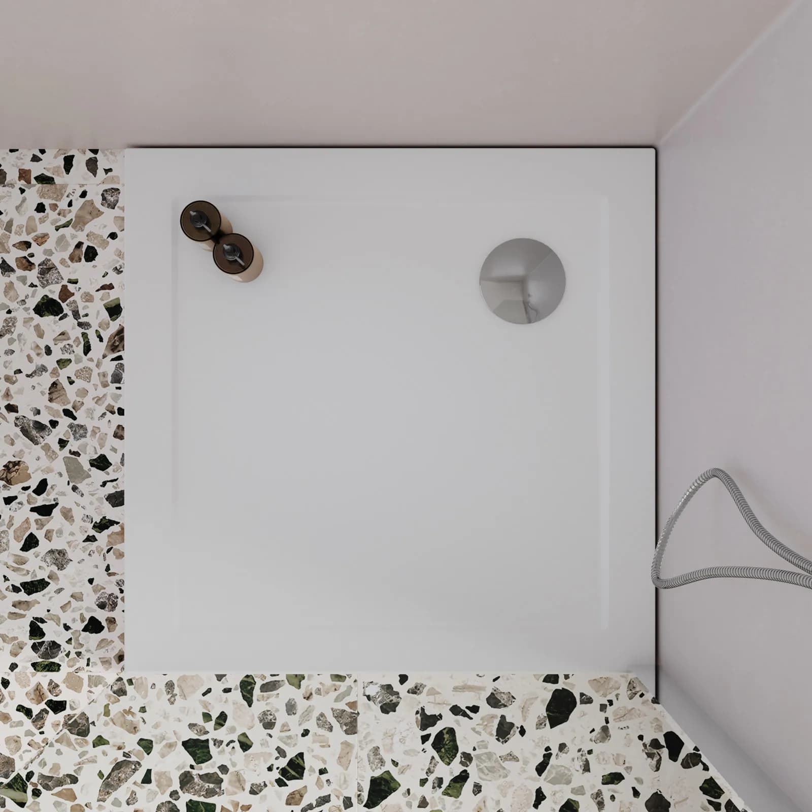Piatto doccia 80x80 cm altezza 4 cm in resina - Zeke