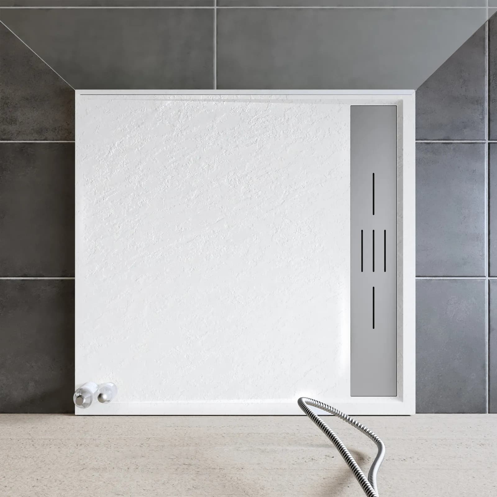 Piatto doccia 90x90 cm bianco effetto pietra riducibile - Trey