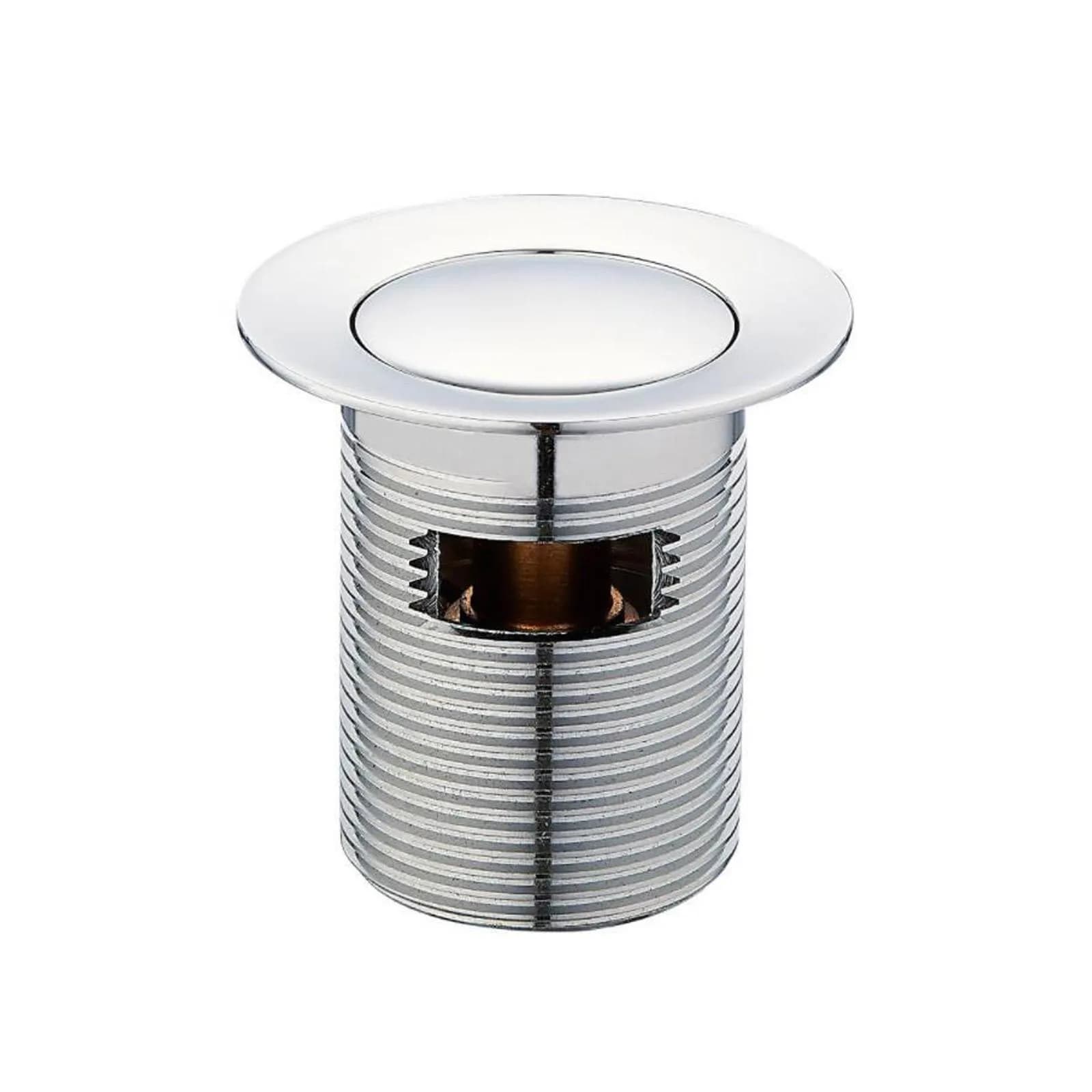 Piletta di scarico click-clack in ottone cromato con foro troppopieno tappo small