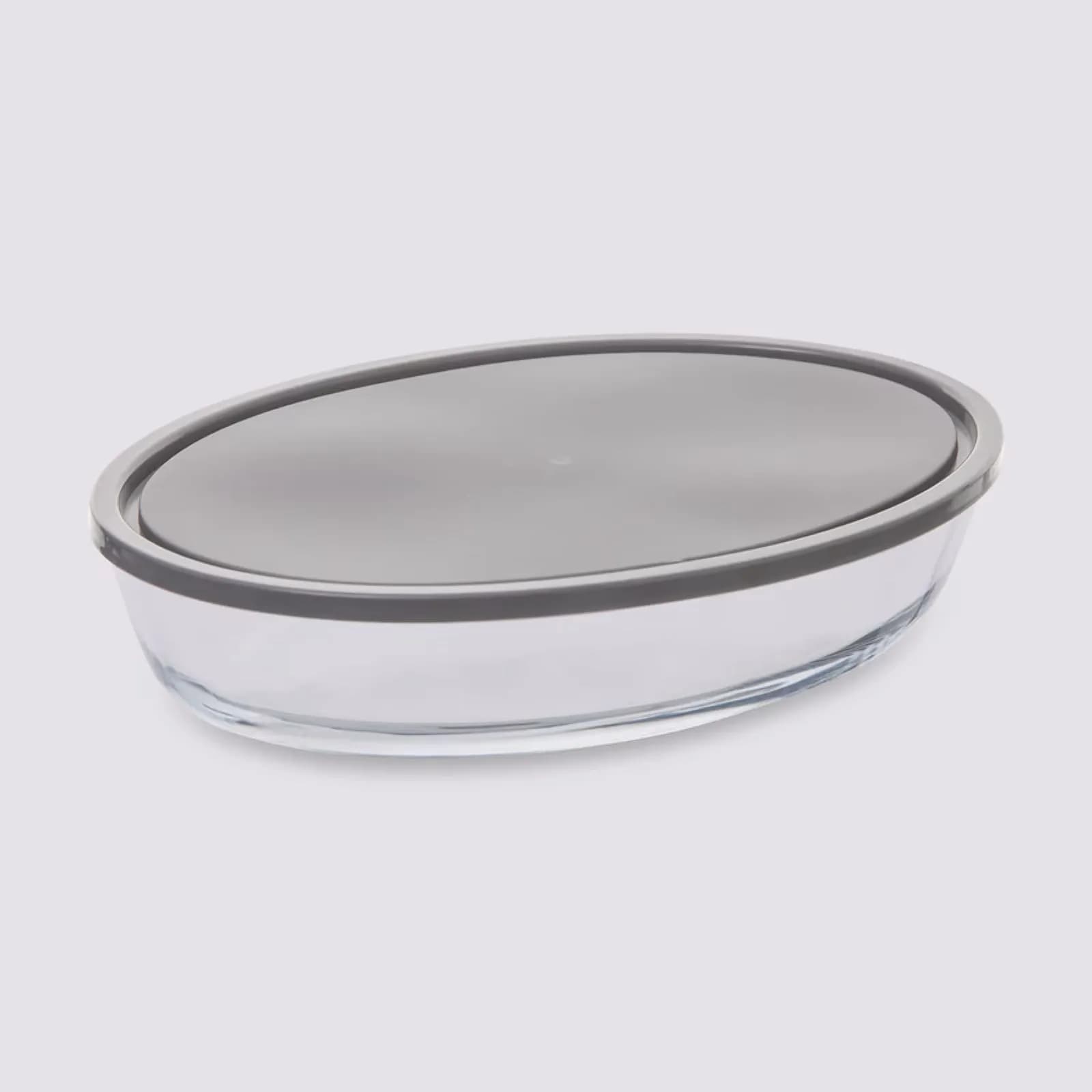 Pirofila da forno 30x21 cm in vetro borosilicato con coperchio grigio