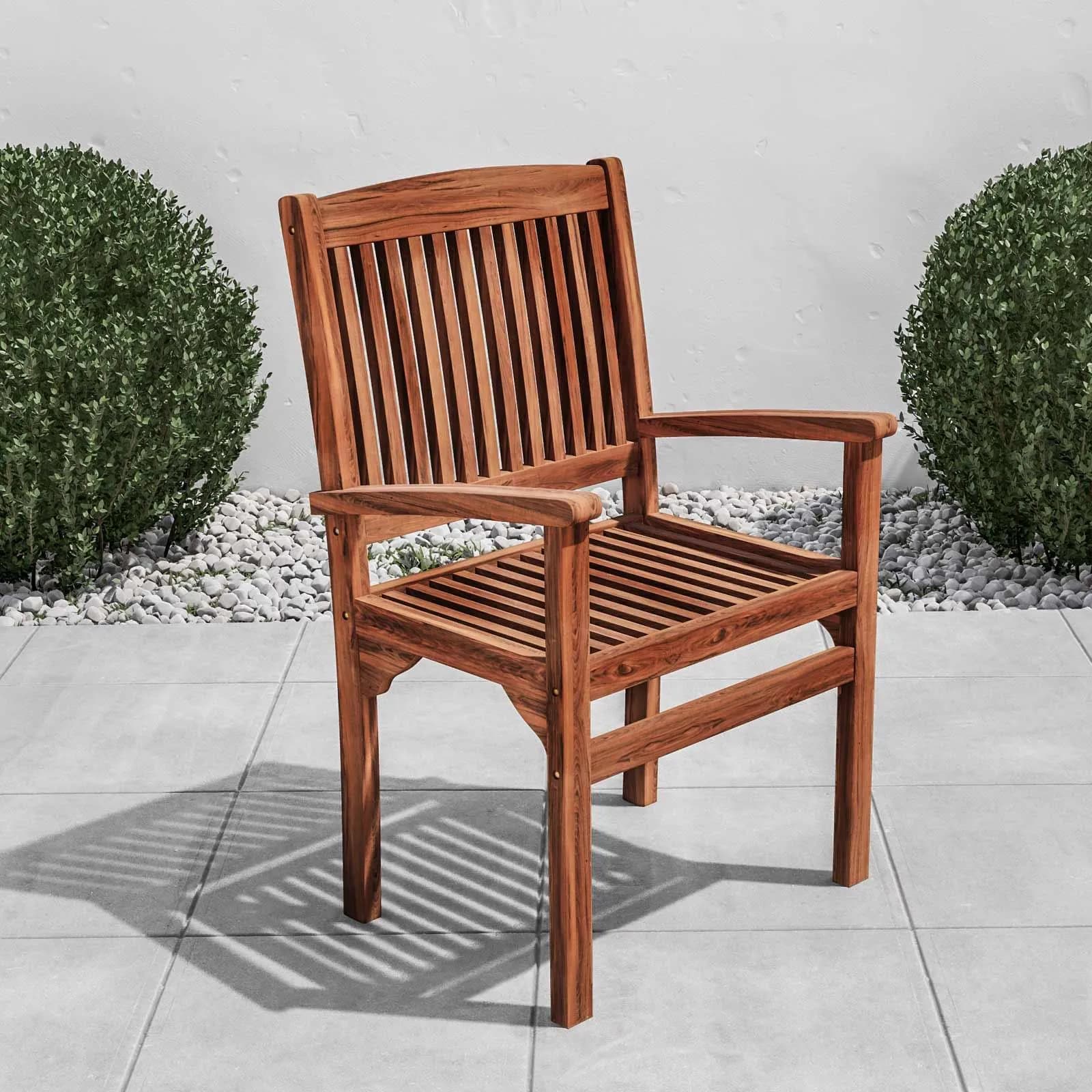 Sedia da giardino con braccioli in legno teak - Louis