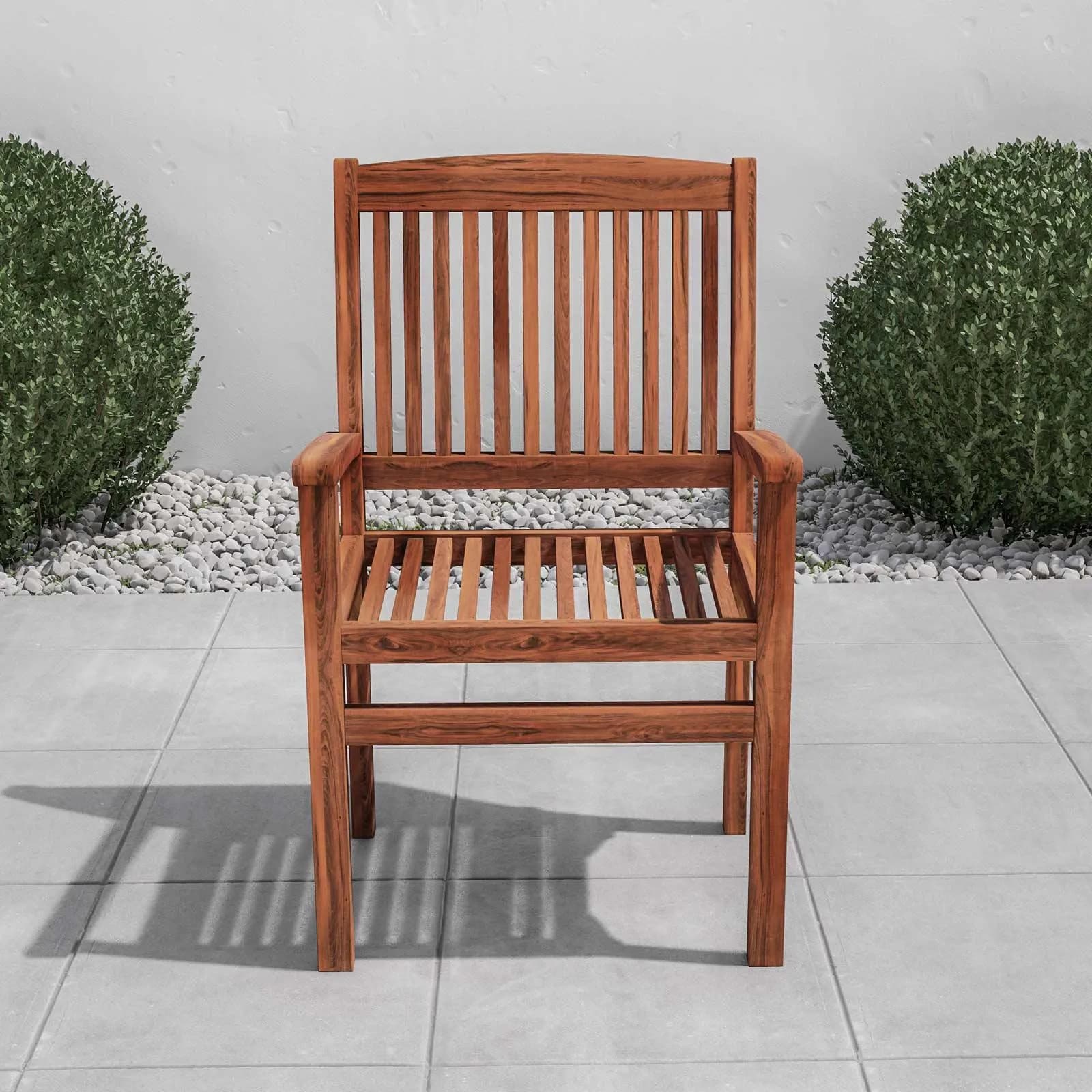 Sedia da giardino con braccioli in legno teak - Louis