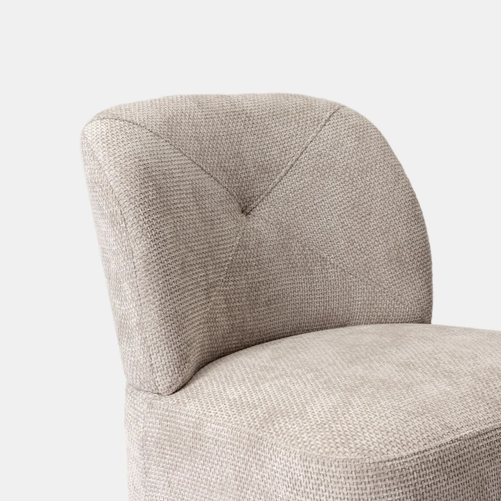 Poltrona in ciniglia beige con gambe in metallo oro - Finas