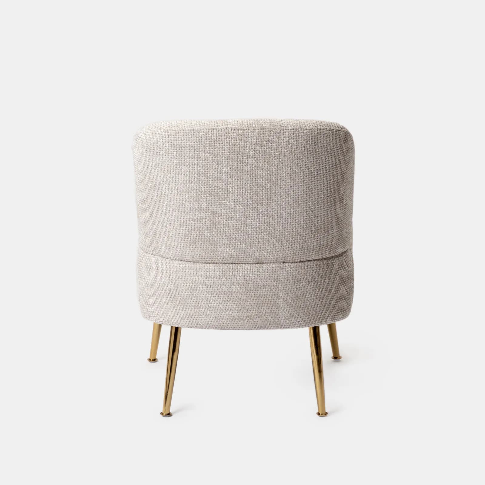 Poltrona in ciniglia beige con gambe in metallo oro - Finas