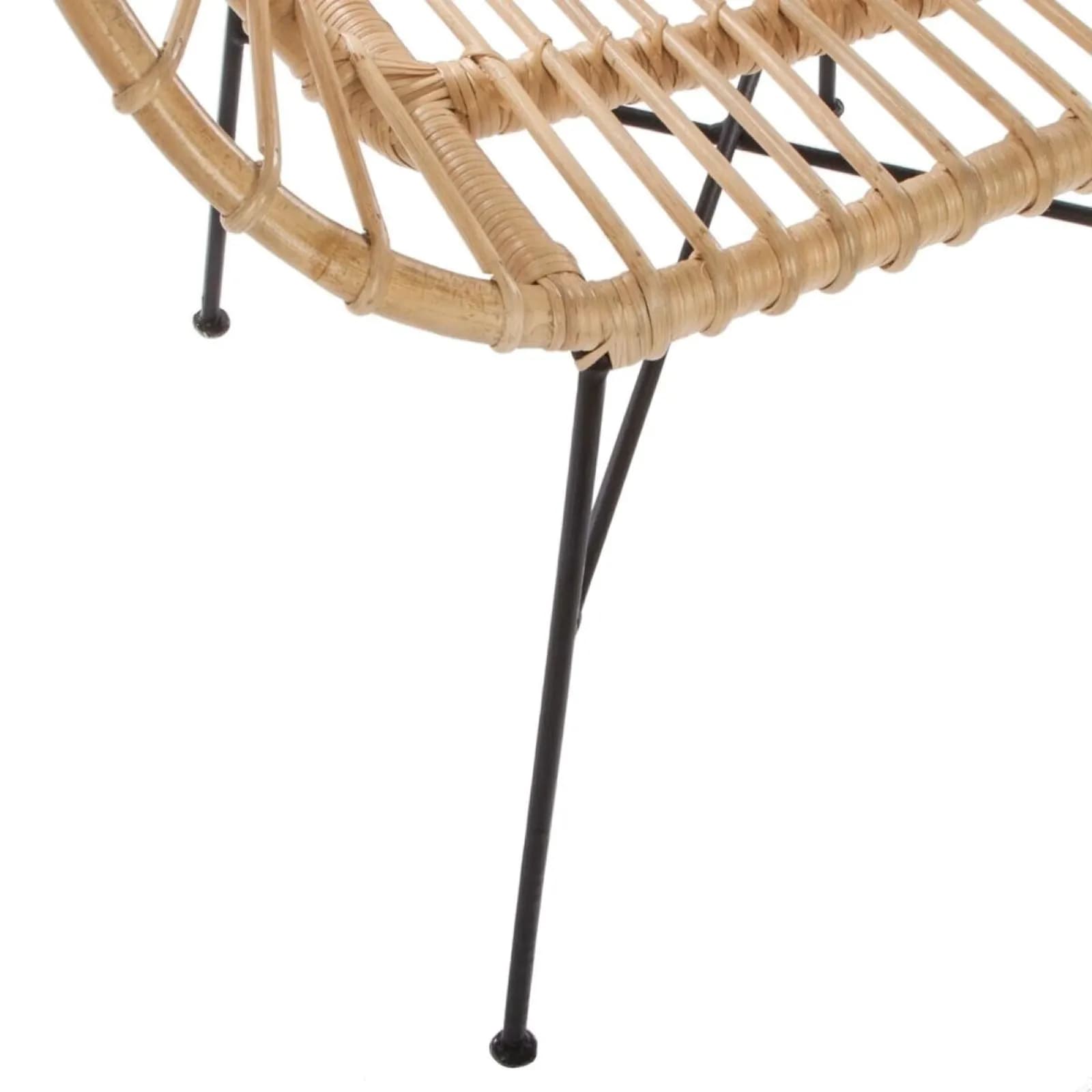 Poltrona in rattan naturale e acciaio nero - Keiko