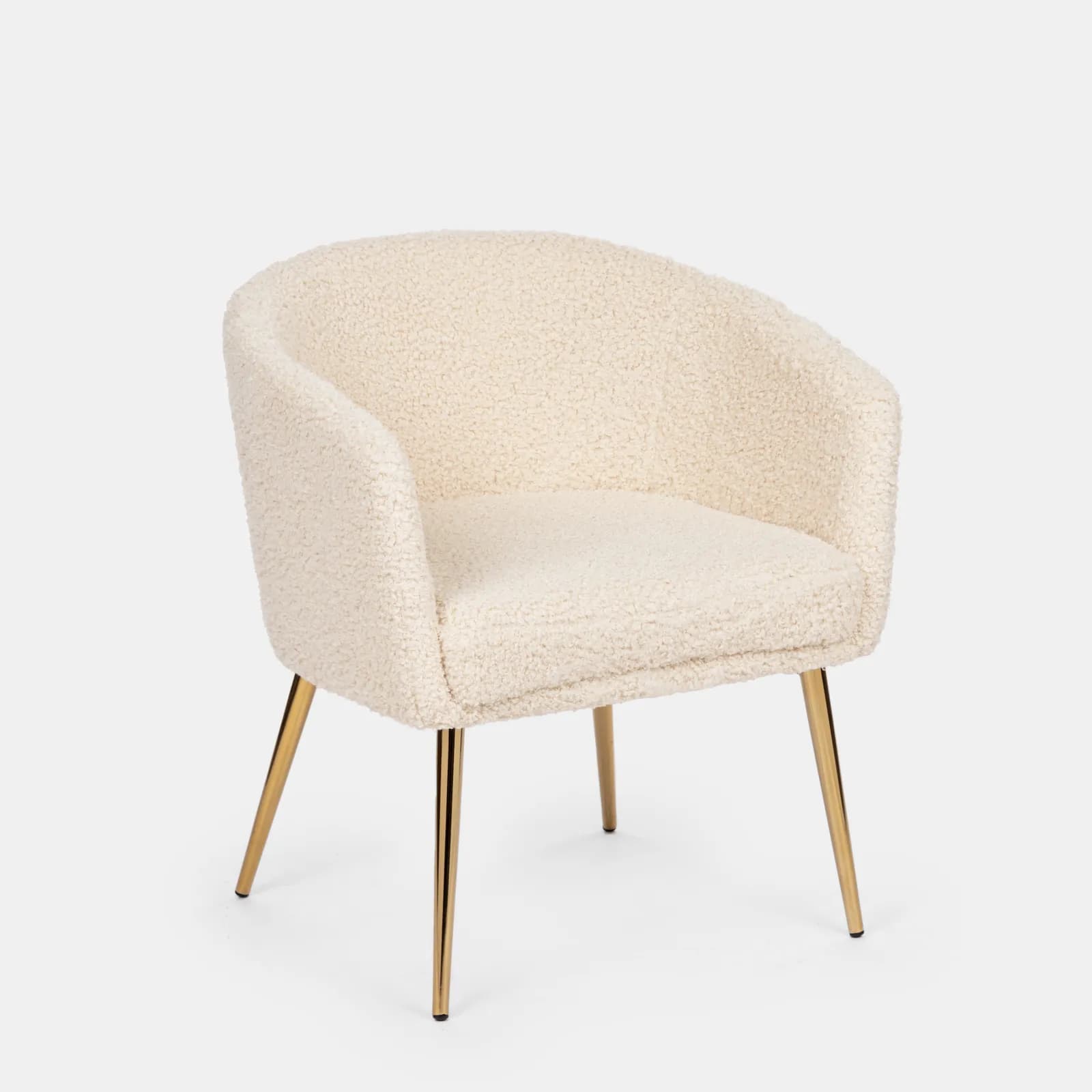Poltrona in tessuto teddy con gambe finitura oro - Elody