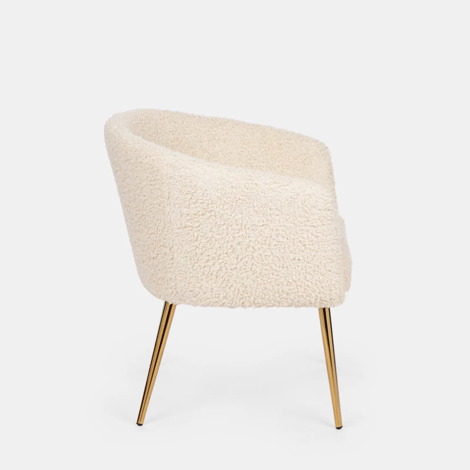 Poltrona in tessuto teddy con gambe finitura oro - Elody