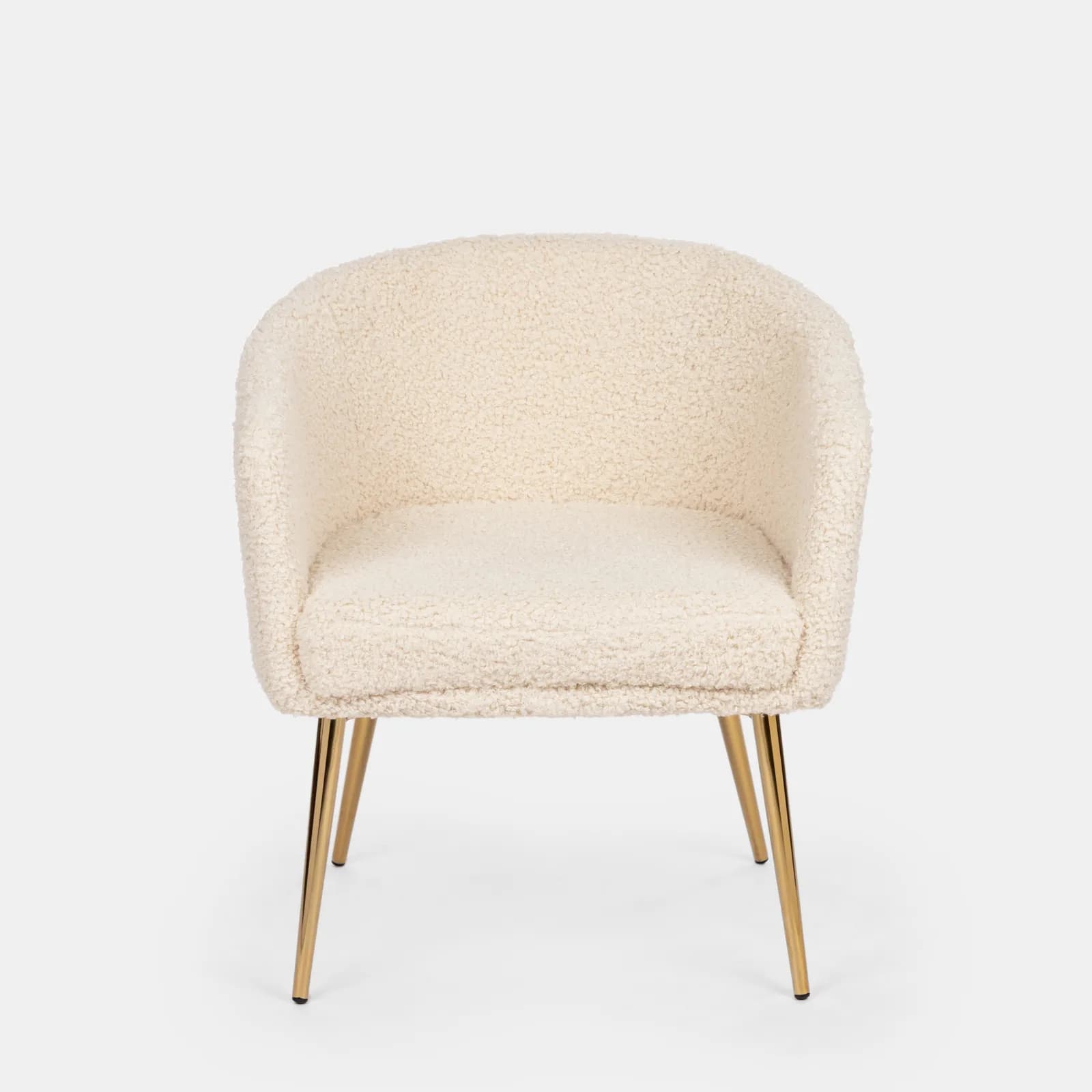 Poltrona in tessuto teddy con gambe finitura oro - Elody