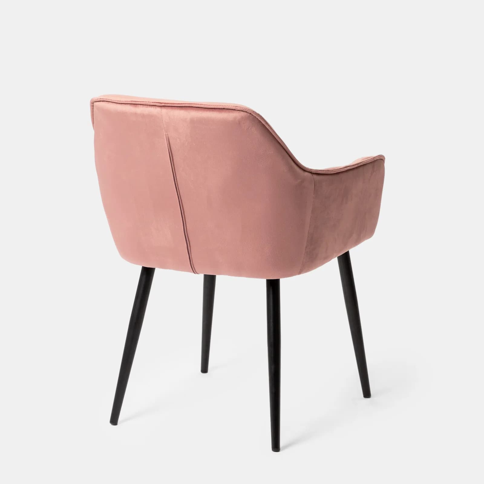 Poltrona in velluto trapuntato rosa antico con gambe in metallo nero - Sulis