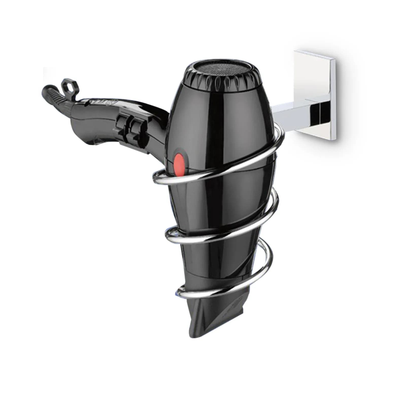 Porta asciugacapelli phon in acciaio cromato lucido con fissaggio con viti Gedy