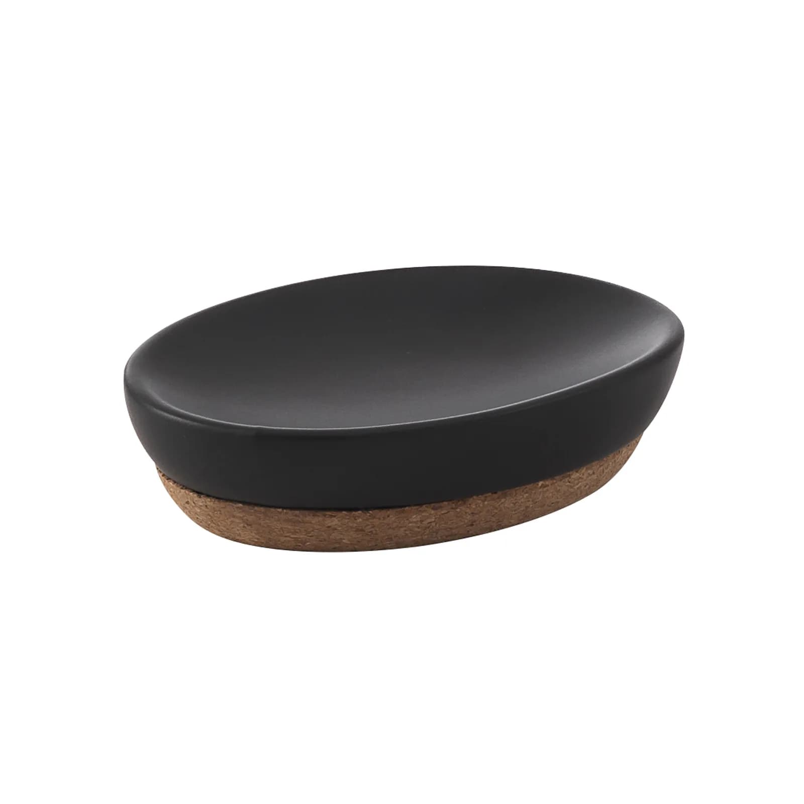 Portasapone d'appoggio in ceramica nero e sughero - Ilary di Gedy