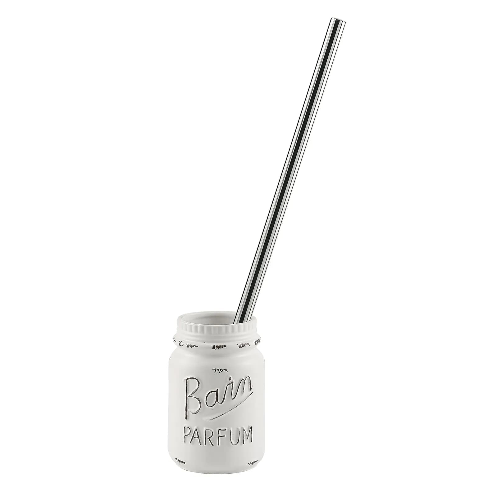 Porta scopino per wc da appoggio in ceramica shabby bianco