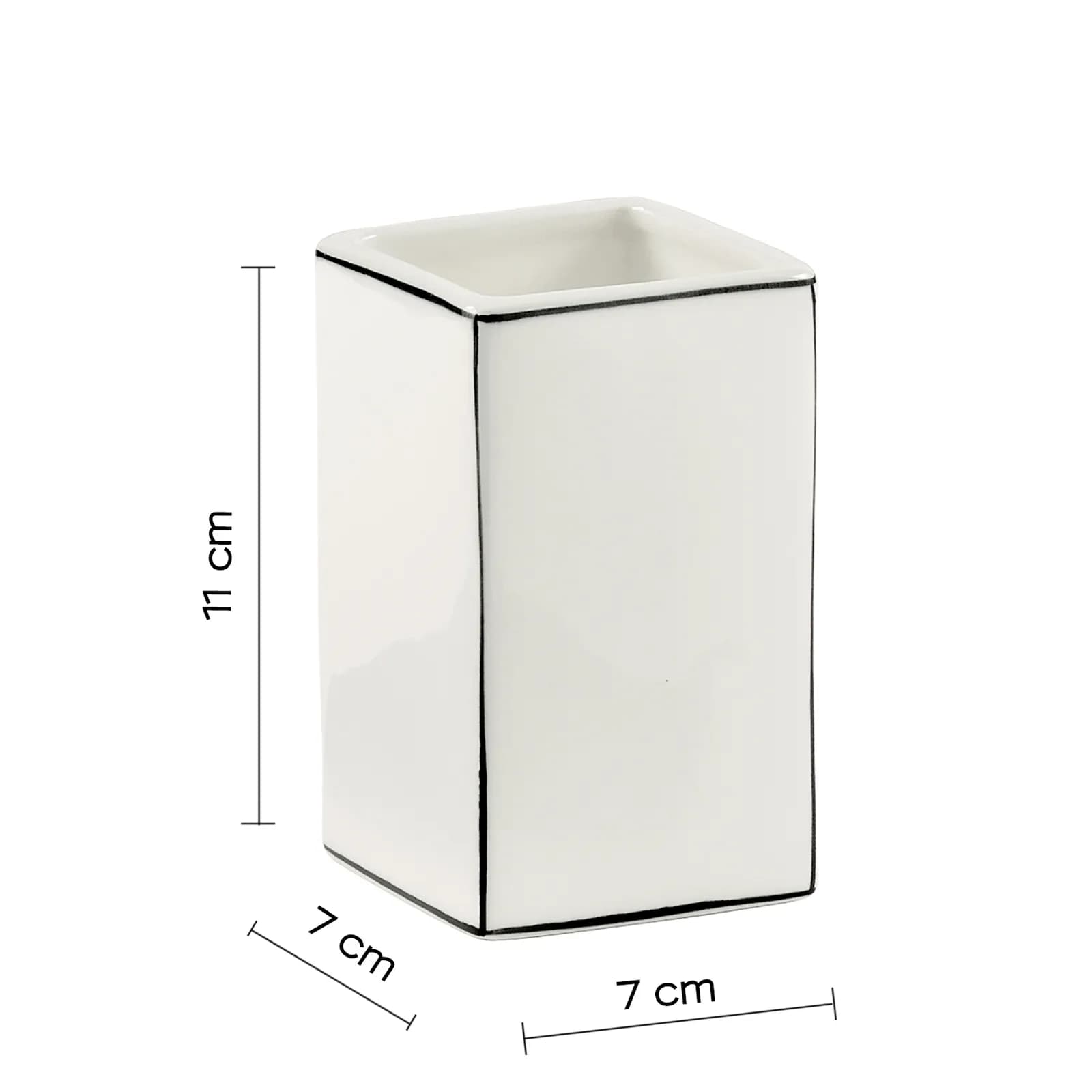 Portaspazzolini da appoggio in ceramica bianco con profilo nero - Lucrezia di Gedy
