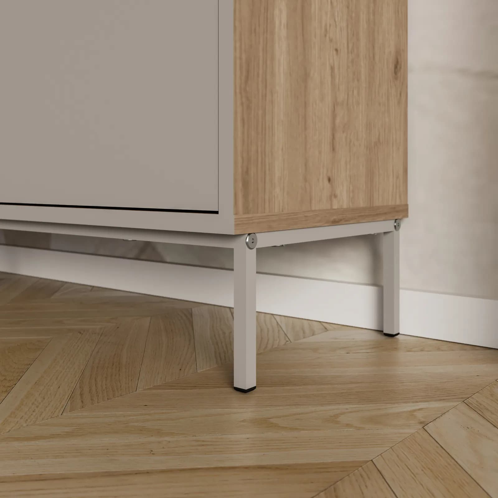 Porta tv 150x55h cm rovere scuro e cashmere con 3 ante - Kavira