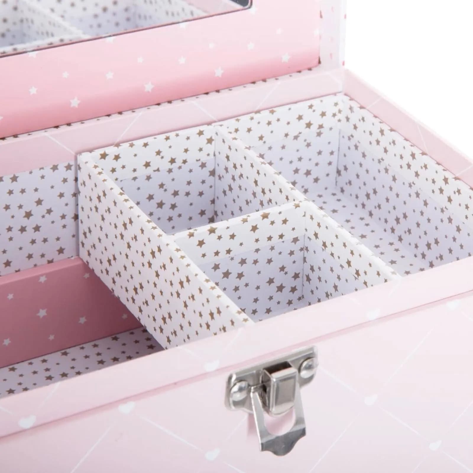 Portagioie 12h cm rosa e bianco con specchio e scomparti - Kids
