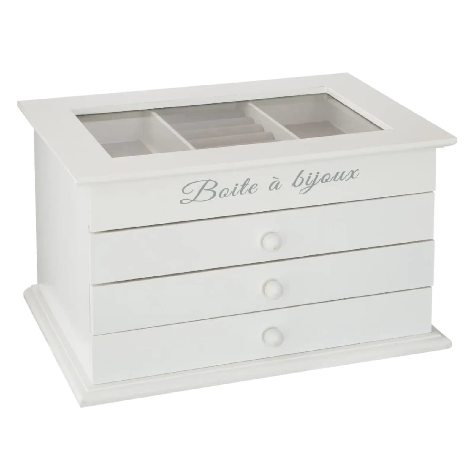 Portagioie 15h cm in legno bianco con 3 cassetti